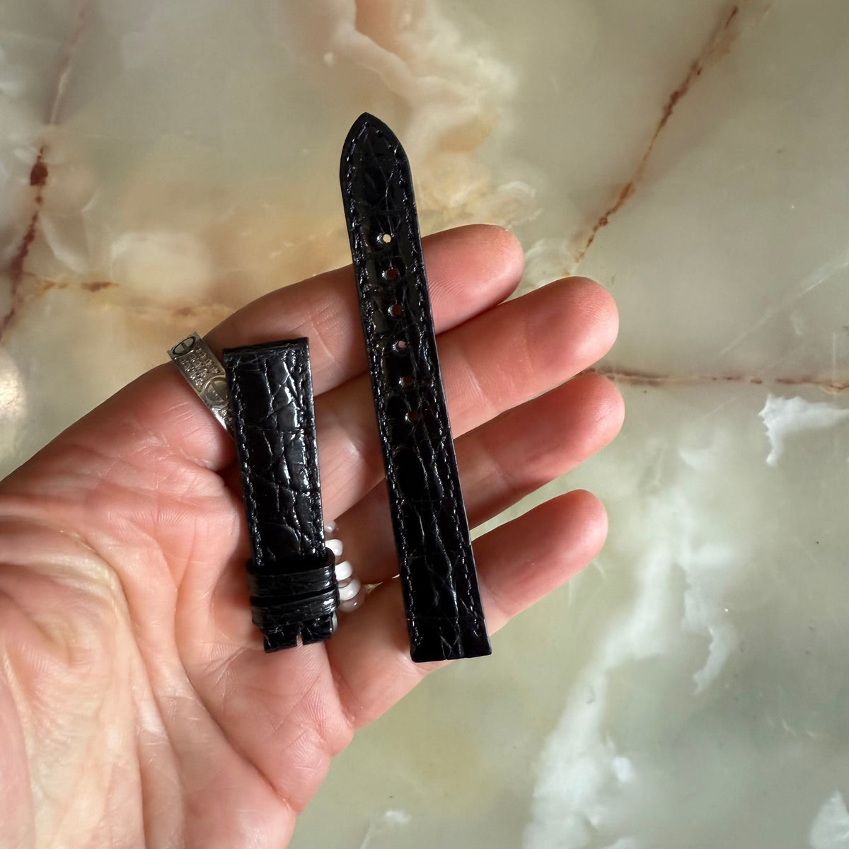 Authentic Baume & Mercier Black Crocodile Watch Strap Band 14mm