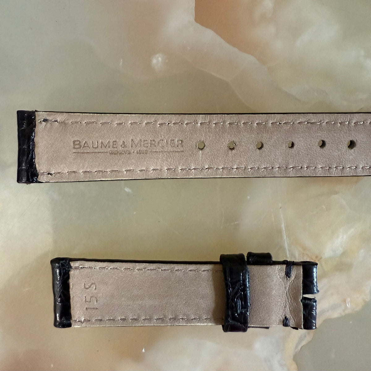 Authentic Baume & Mercier Black Crocodile Watch Strap Band 15mm