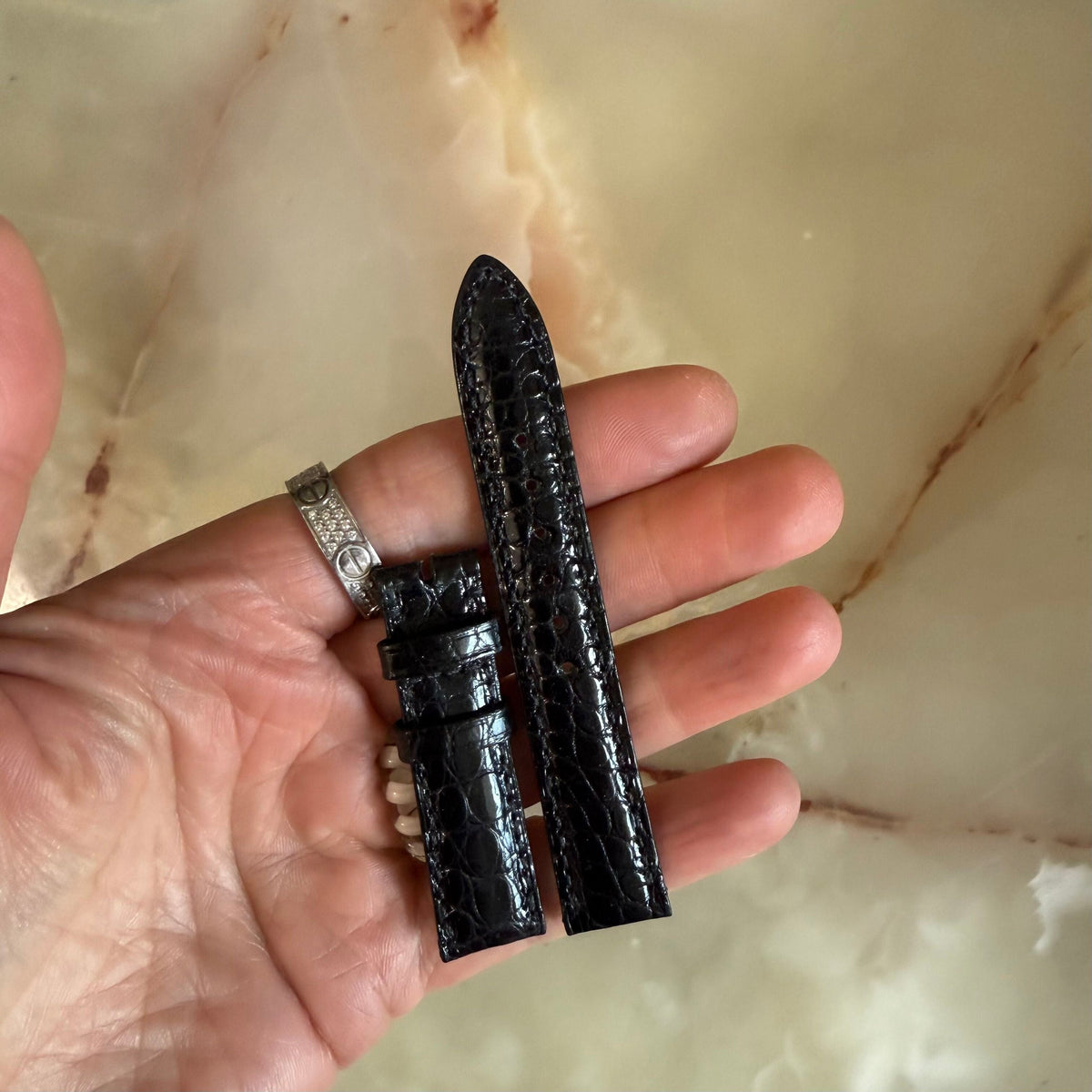 Authentic Baume & Mercier Black Crocodile Watch Strap Band 15mm