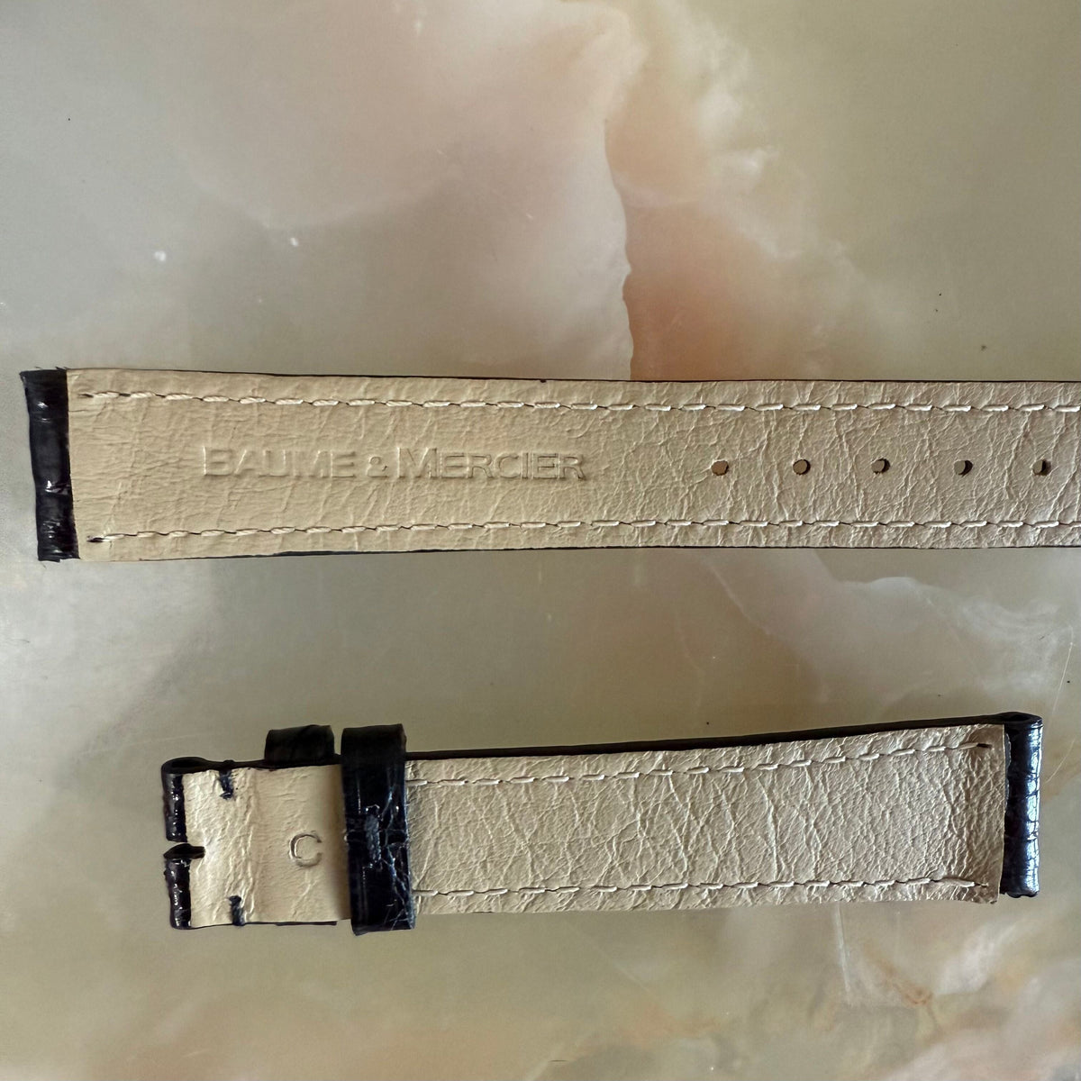 Authentic Baume & Mercier Black Crocodile Watch Strap Band 16mm