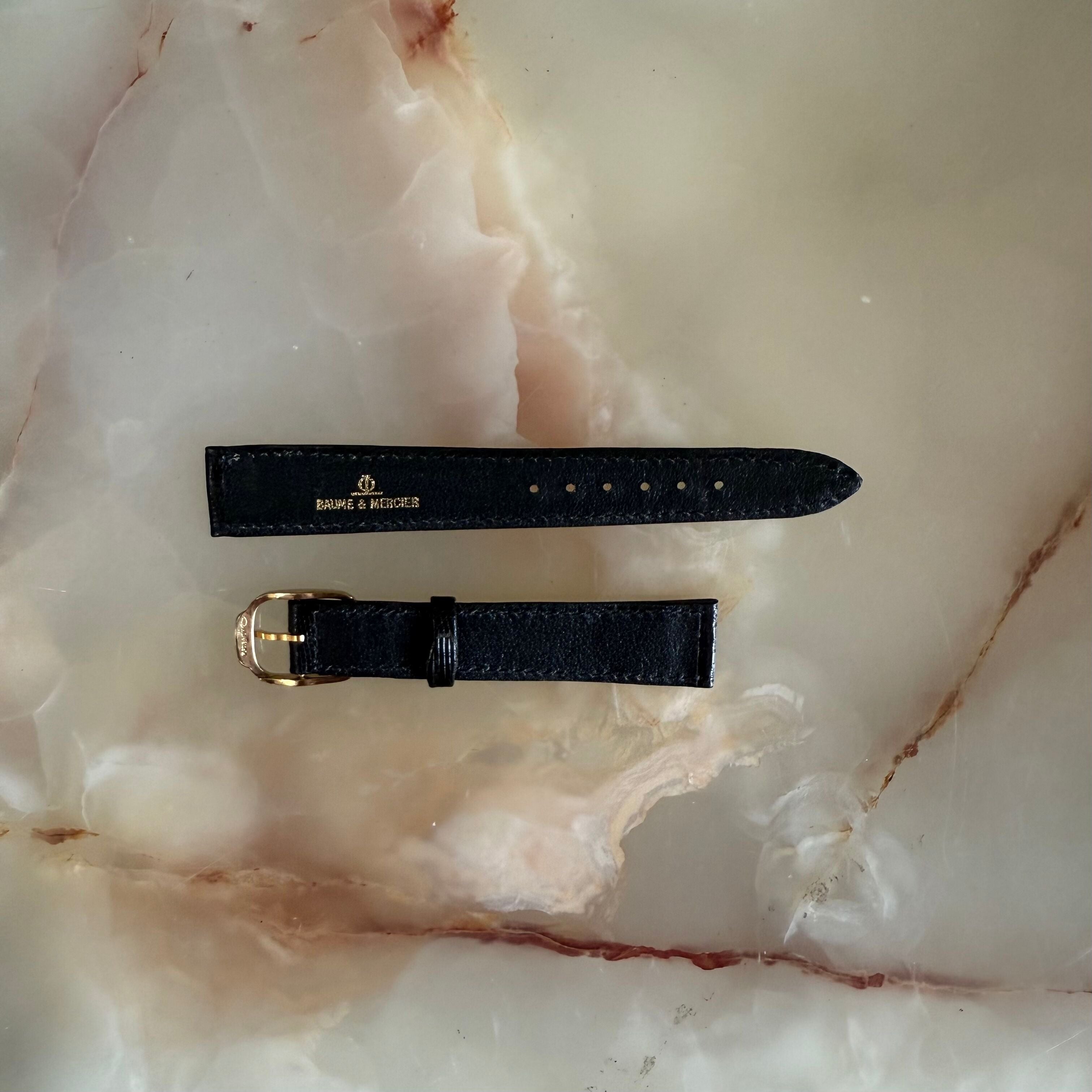 Authentic Baume & Mercier Black Lizard Watch Strap Band 16mm with Buckle