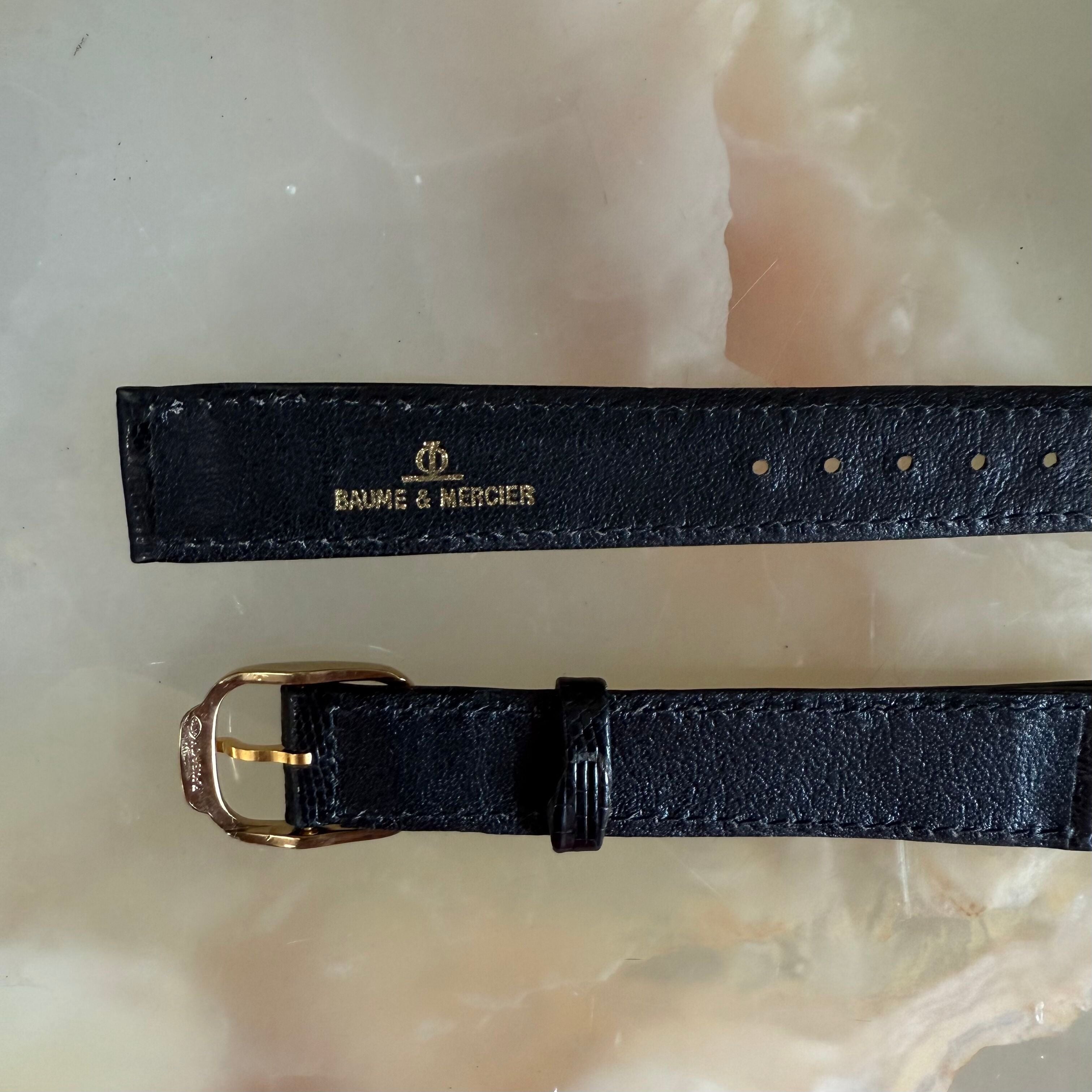 Authentic Baume & Mercier Black Lizard Watch Strap Band 16mm with Buckle