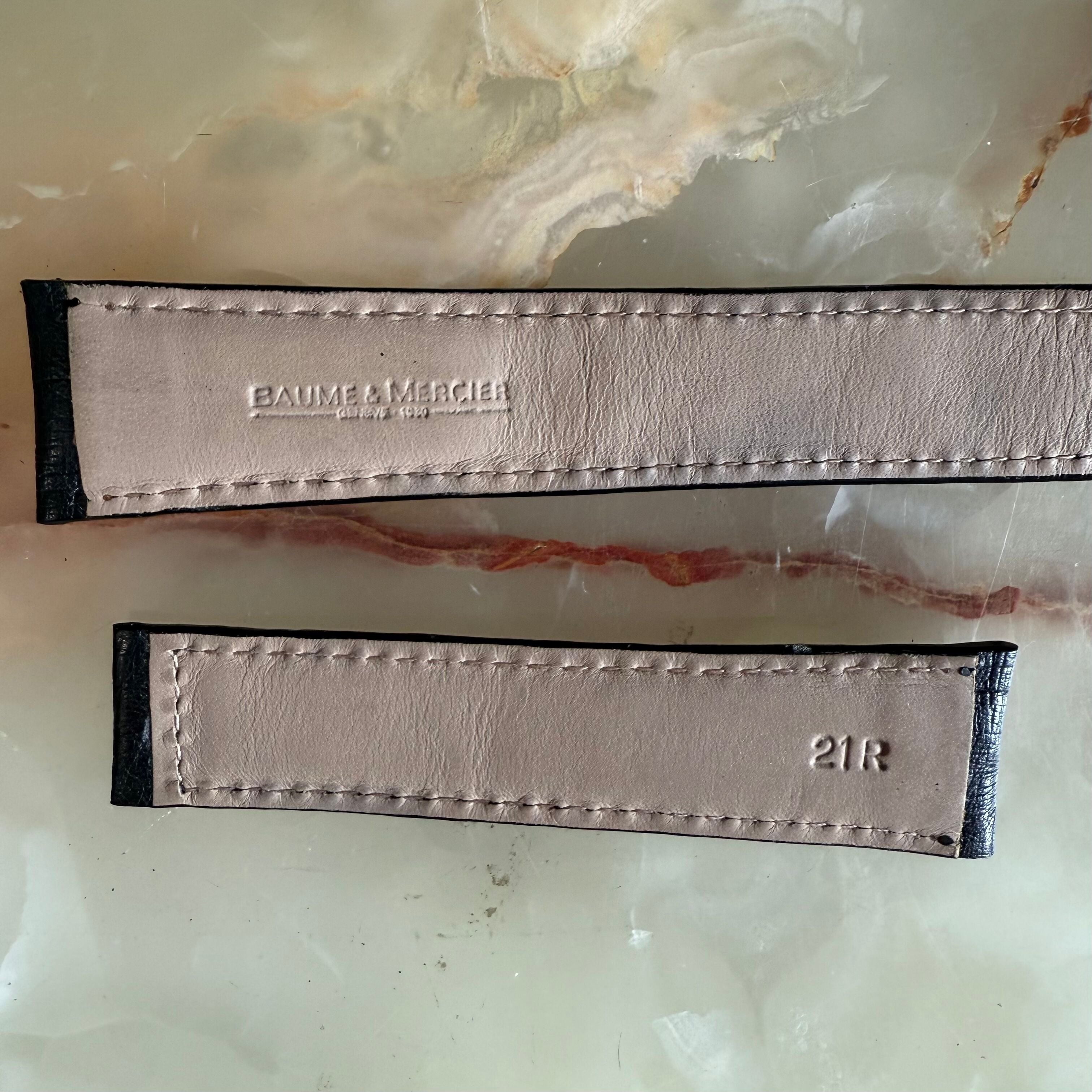 Authentic Baume & Mercier Black Ostrich Watch Strap Band 21mm