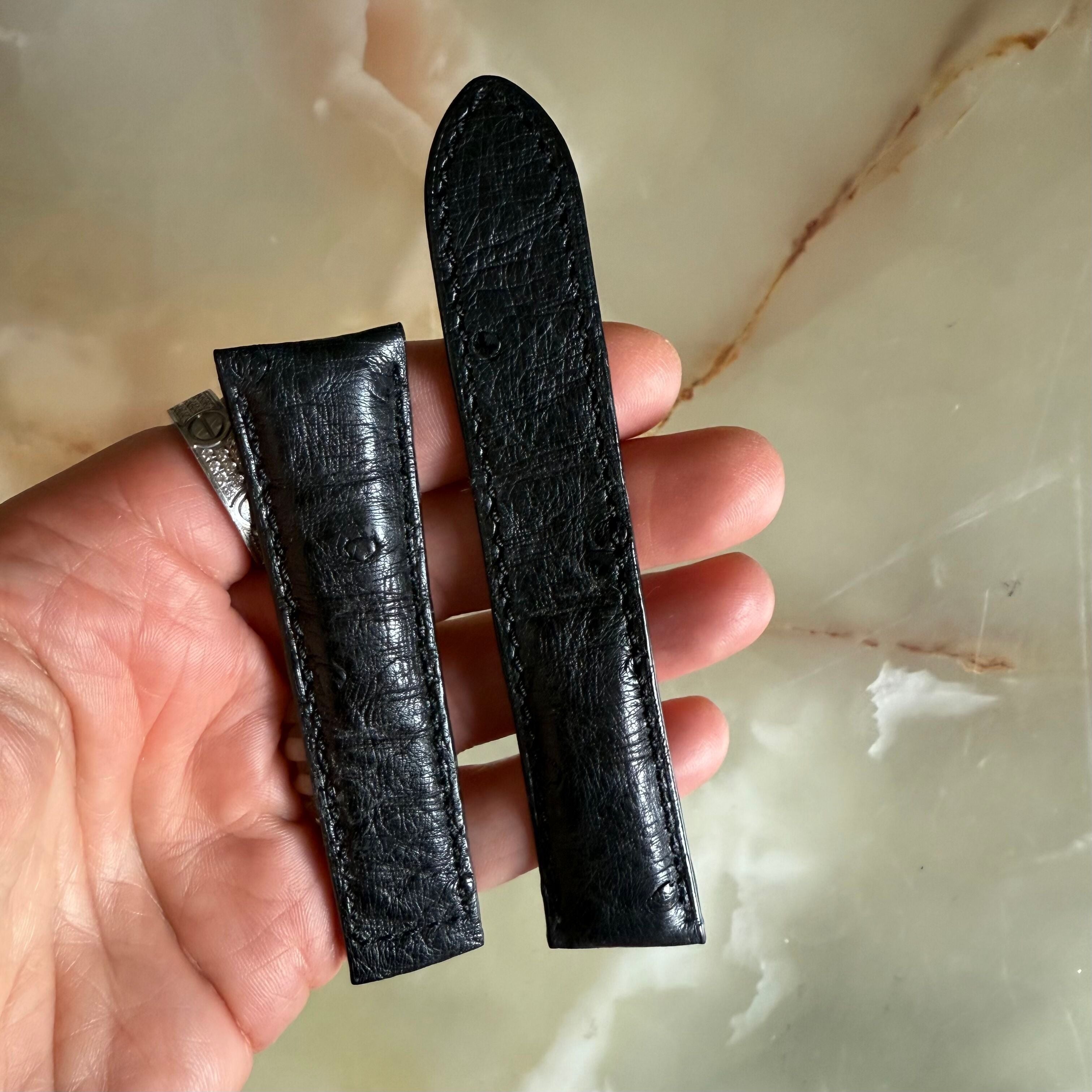 Authentic Baume & Mercier Black Ostrich Watch Strap Band 21mm