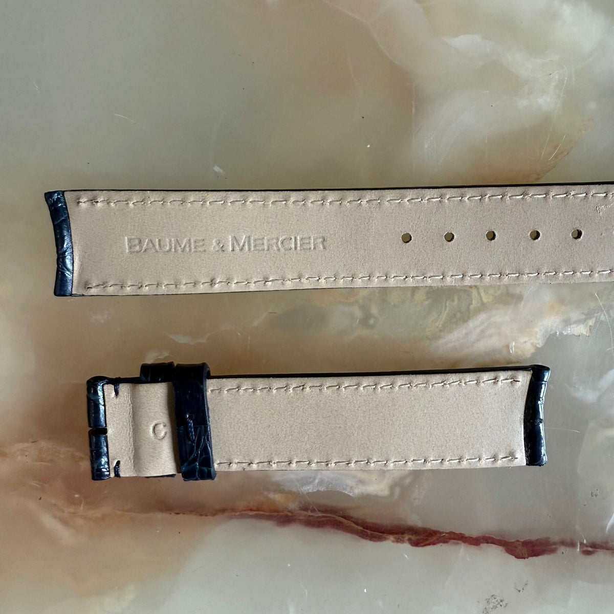 Authentic Baume & Mercier Blue Crocodile Watch Strap Band 17mm