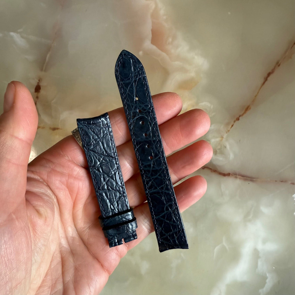 Authentic Baume & Mercier Blue Crocodile Watch Strap Band 17mm