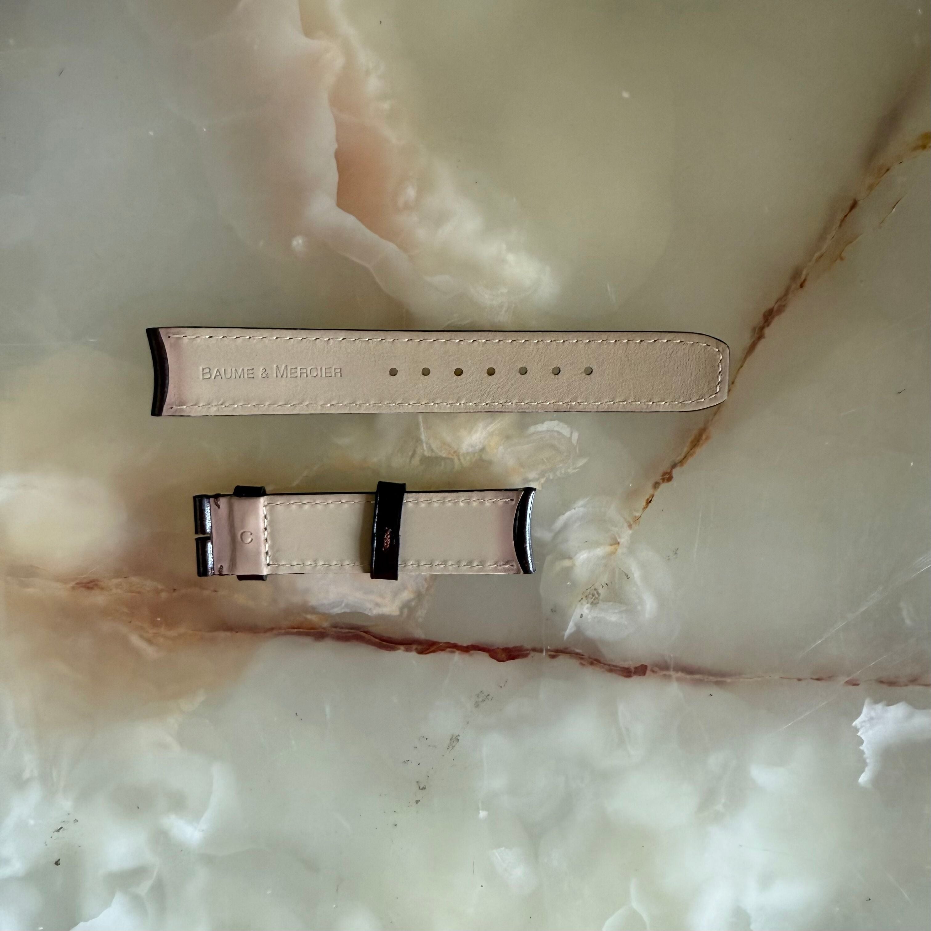 Authentic Baume & Mercier Brown Leather Watch Strap Band 19mm