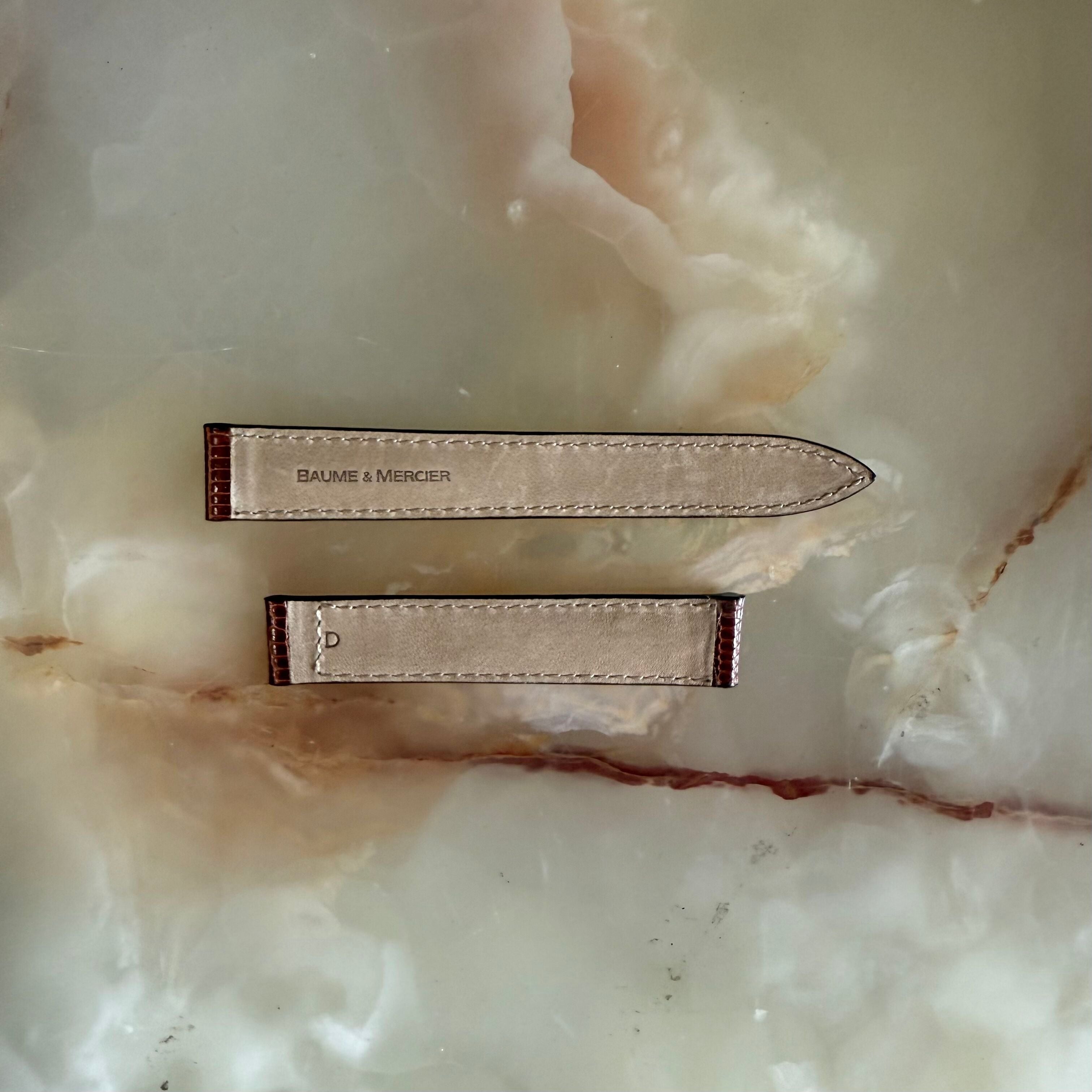 Authentic Baume & Mercier Brown Lizard Watch Strap Band 15mm