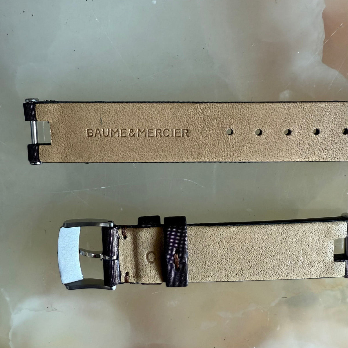 Authentic Baume & Mercier Brown Satin Watch Strap Band 14mm with Buckle