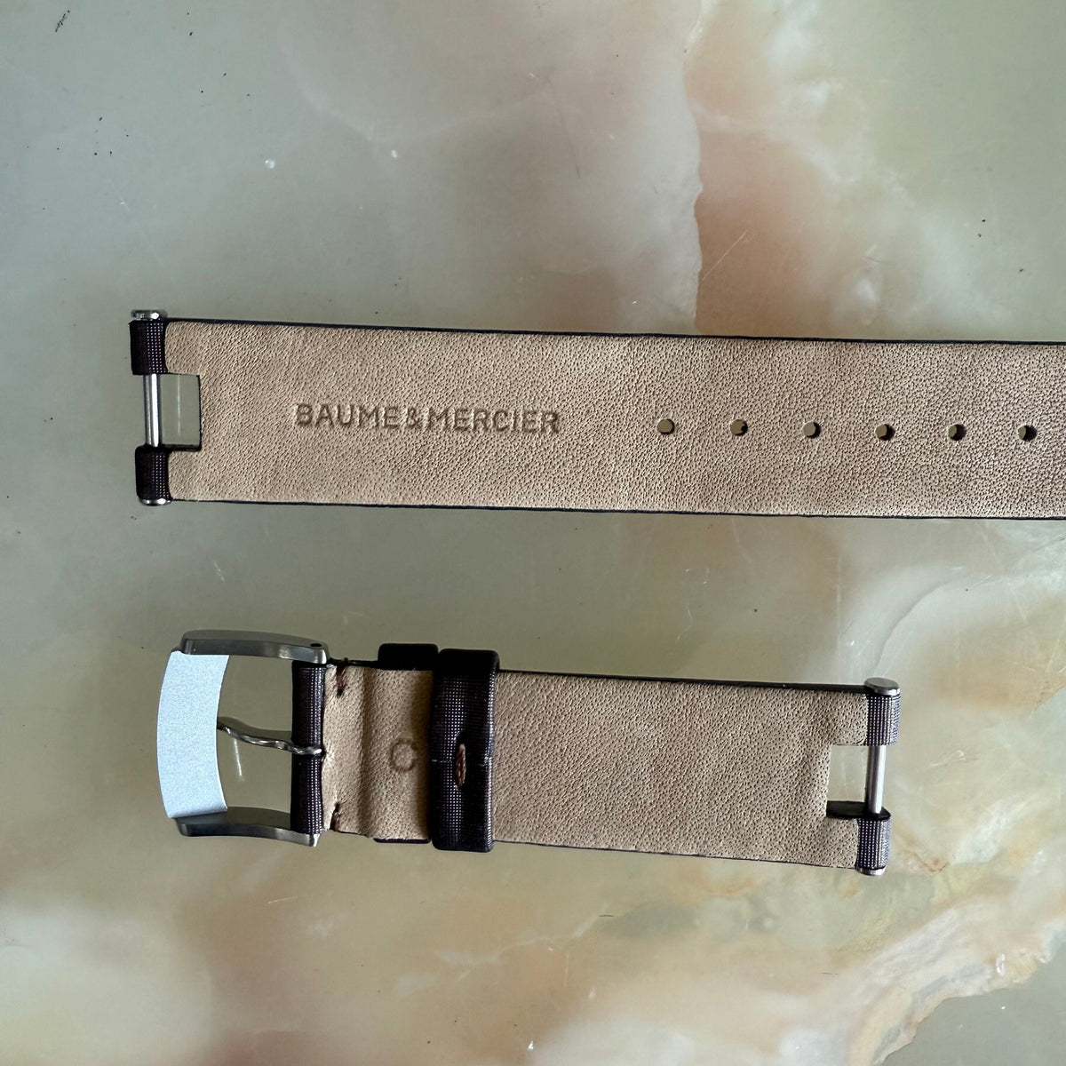 Authentic Baume & Mercier Brown Satin Watch Strap Band 16mm with Buckle