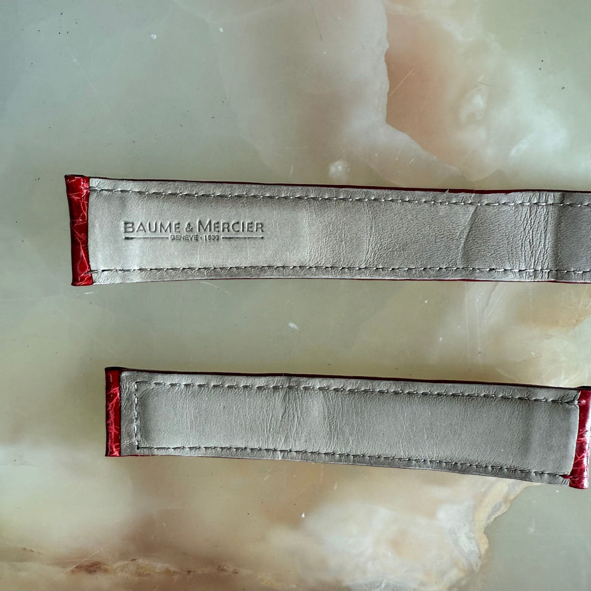 Authentic Baume & Mercier Red Alligator Watch Strap Band 18mm