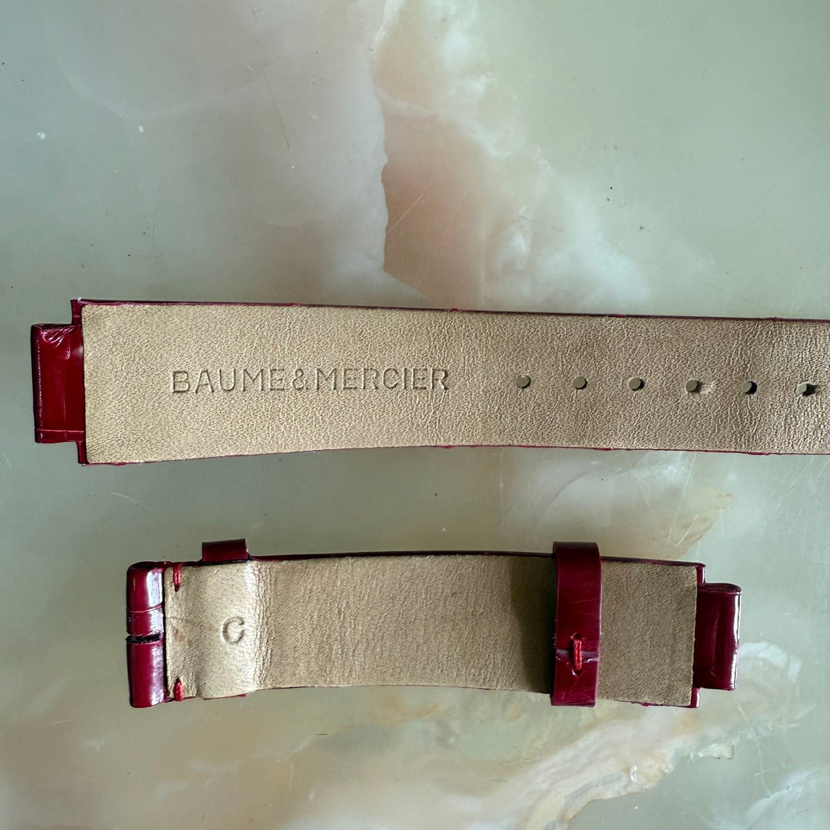 Authentic Baume & Mercier Red Alligator Watch Strap Band 18mm