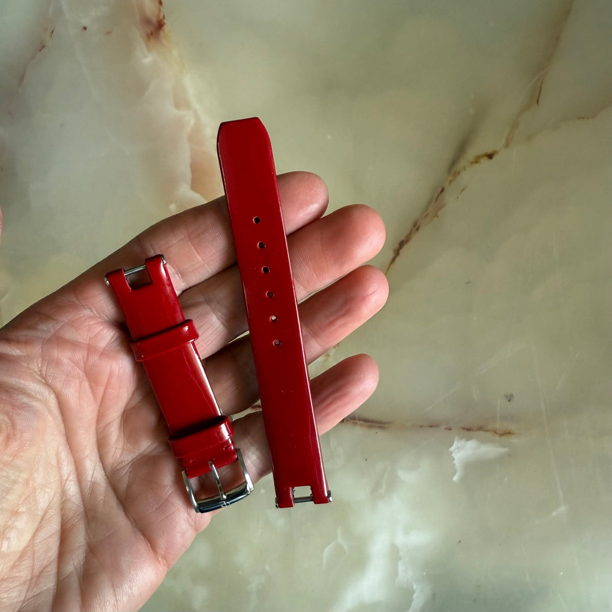 Authentic Baume & Mercier Red Varnished Watch Strap Band 14mm with Buckle