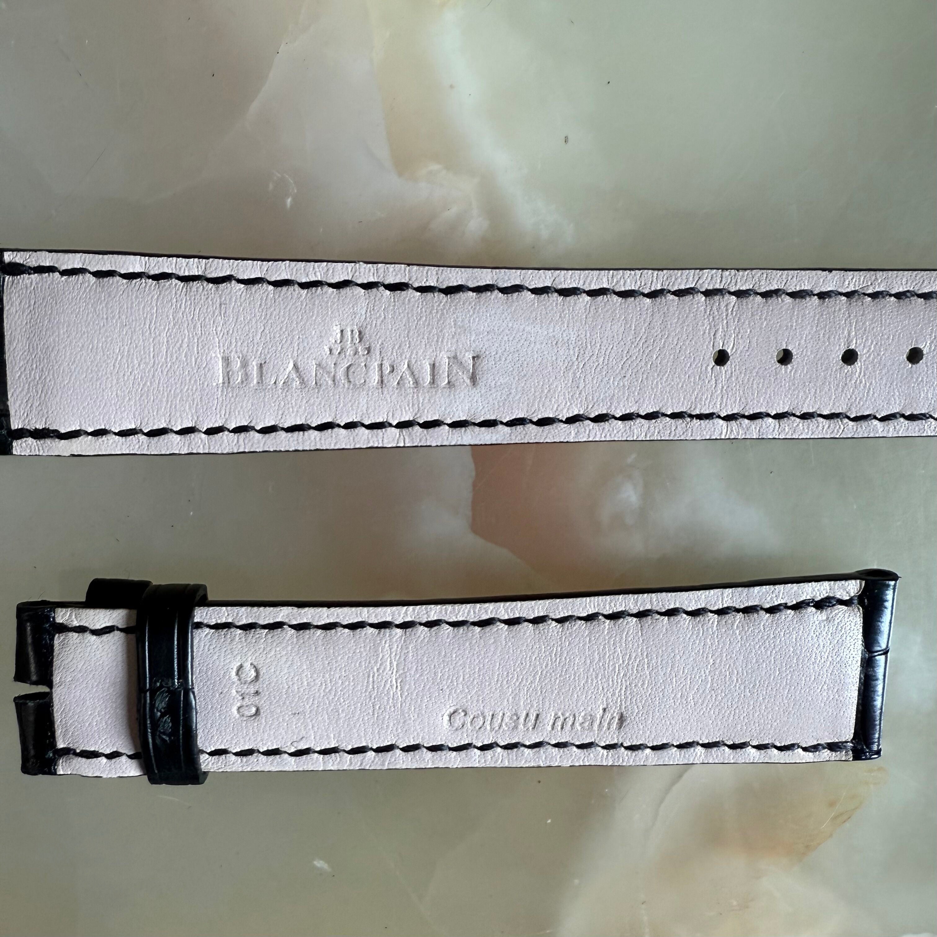 Authentic Blancpain Black Alligator Watch Strap Band 19mm