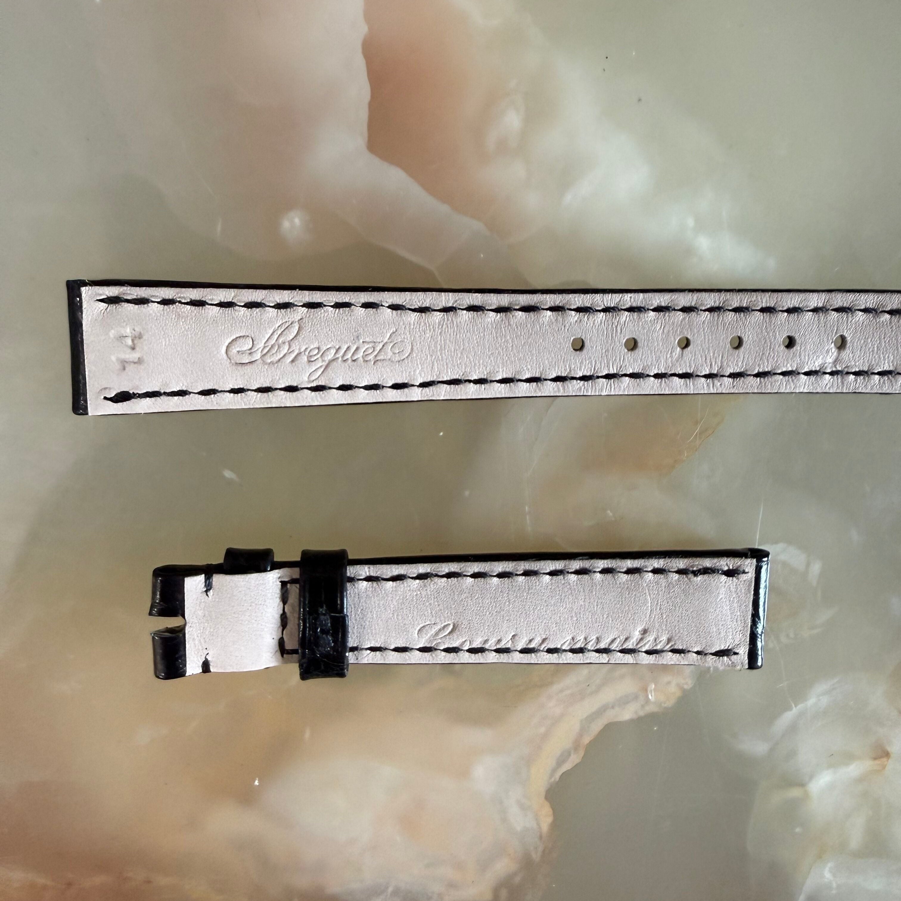 Authentic Breguet Black Alligator Shiny Watch Band Strap 14mm