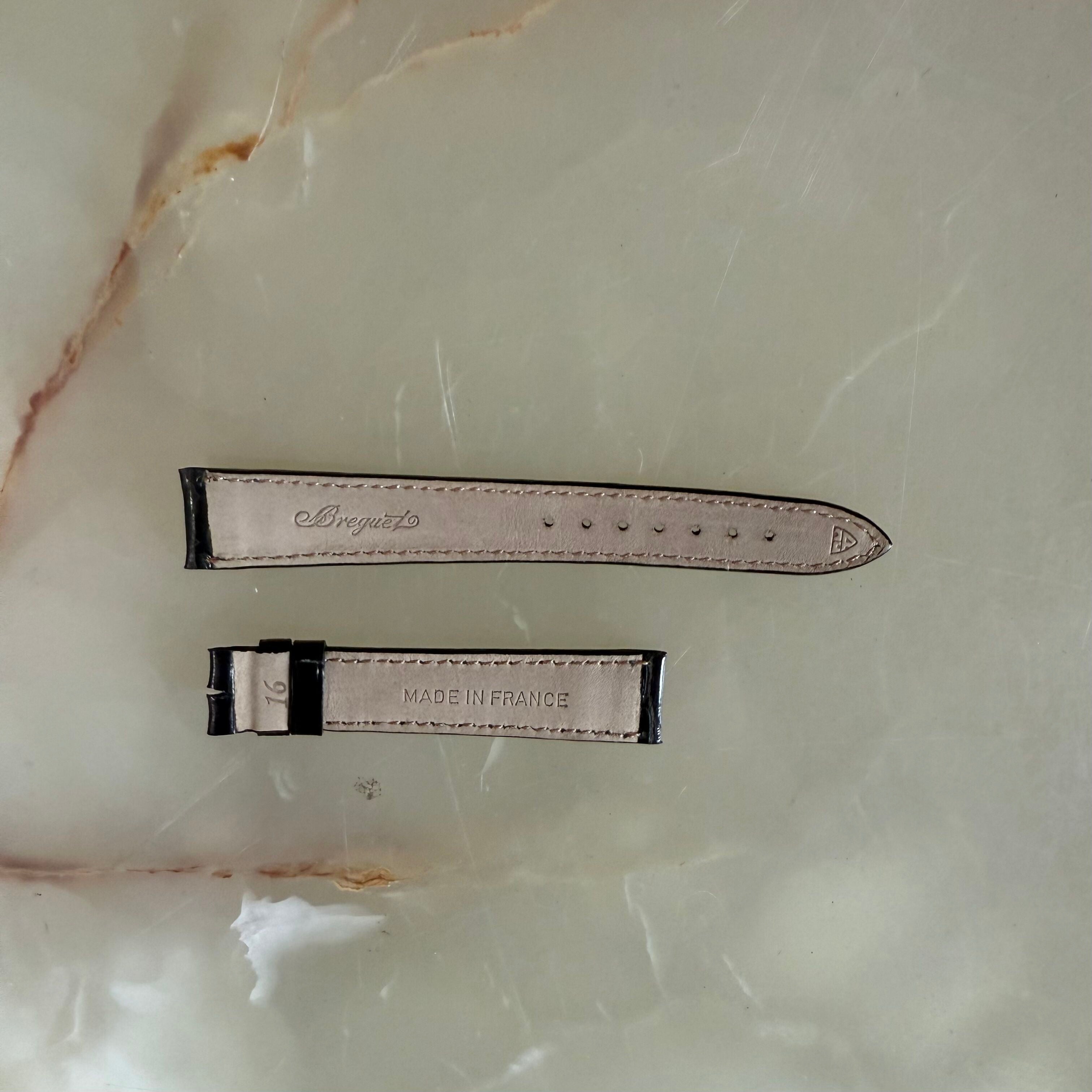 Authentic Breguet Black Crocodile Watch Strap Band 16mm Padded & Stitched