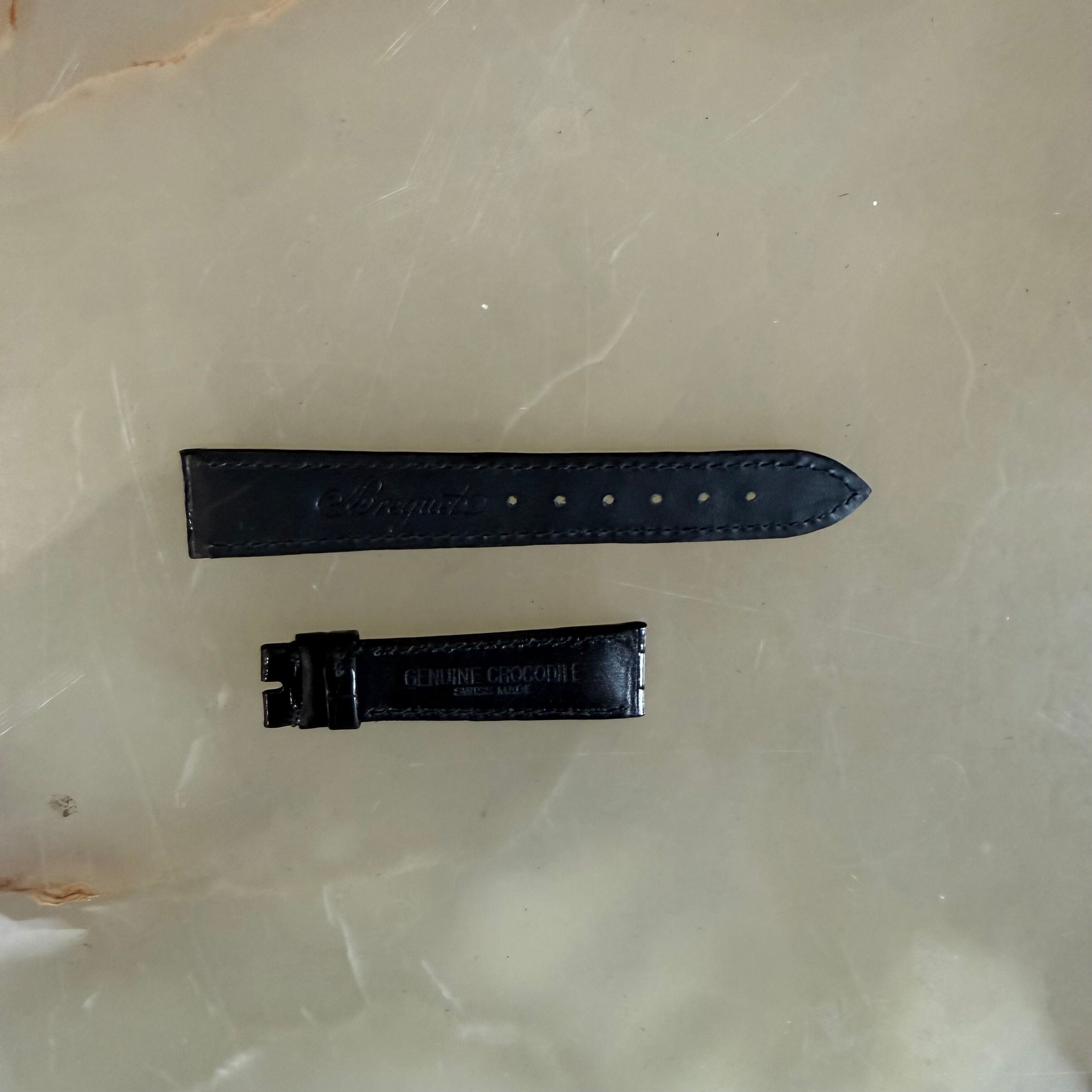Authentic Breguet Black Crocodile Watch Strap Band 17mm Padded & Stitched