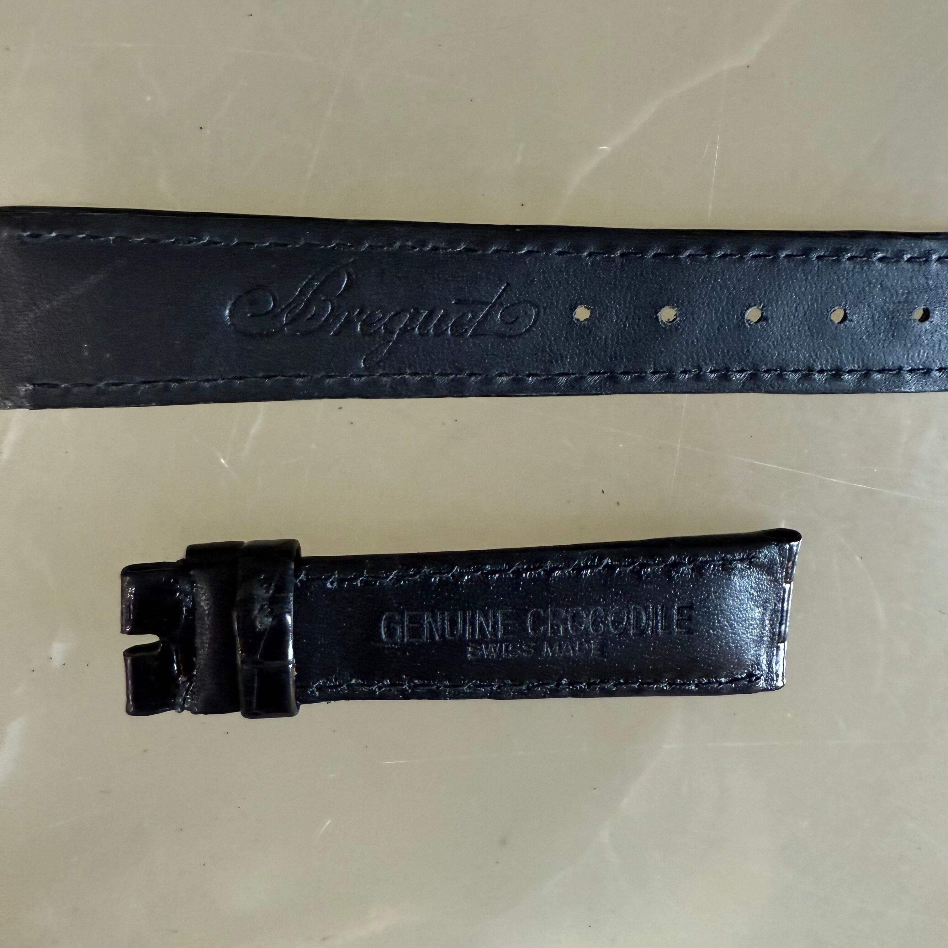 Authentic Breguet Black Crocodile Watch Strap Band 17mm Padded & Stitched