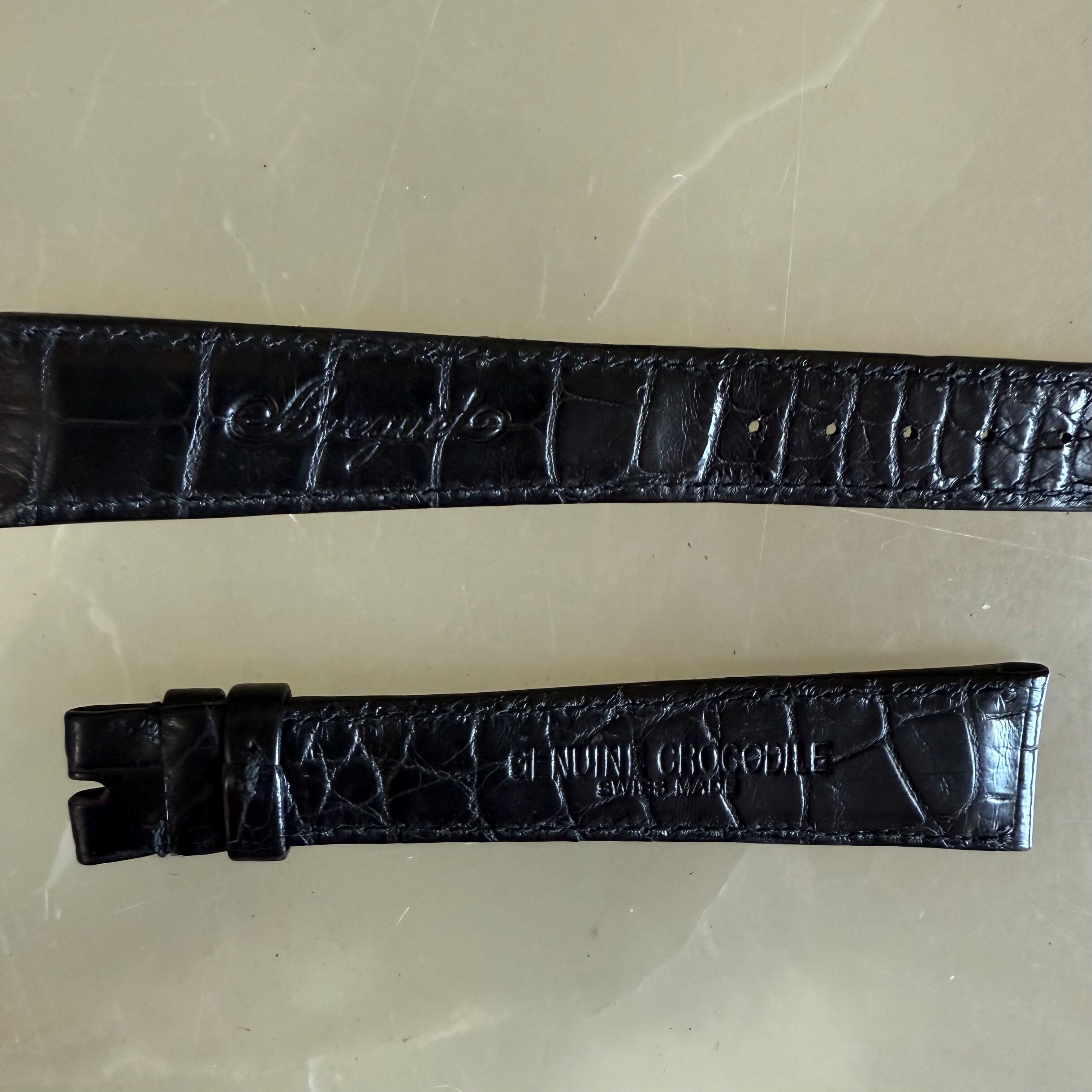 Authentic Breguet Black Crocodile Watch Strap Band 18.5mm Padded & Stitched