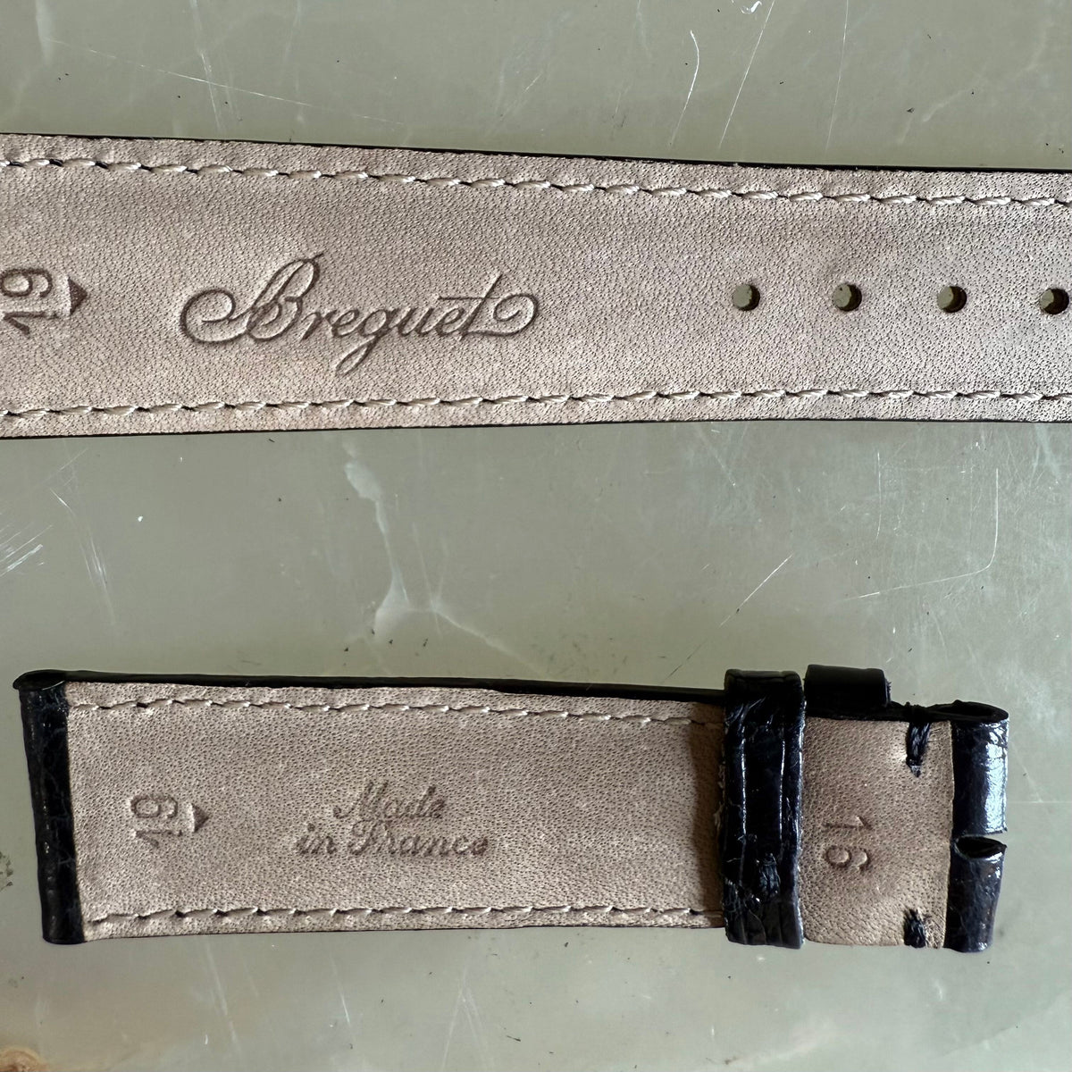 Authentic Breguet Black Crocodile Watch Strap Band 19mm