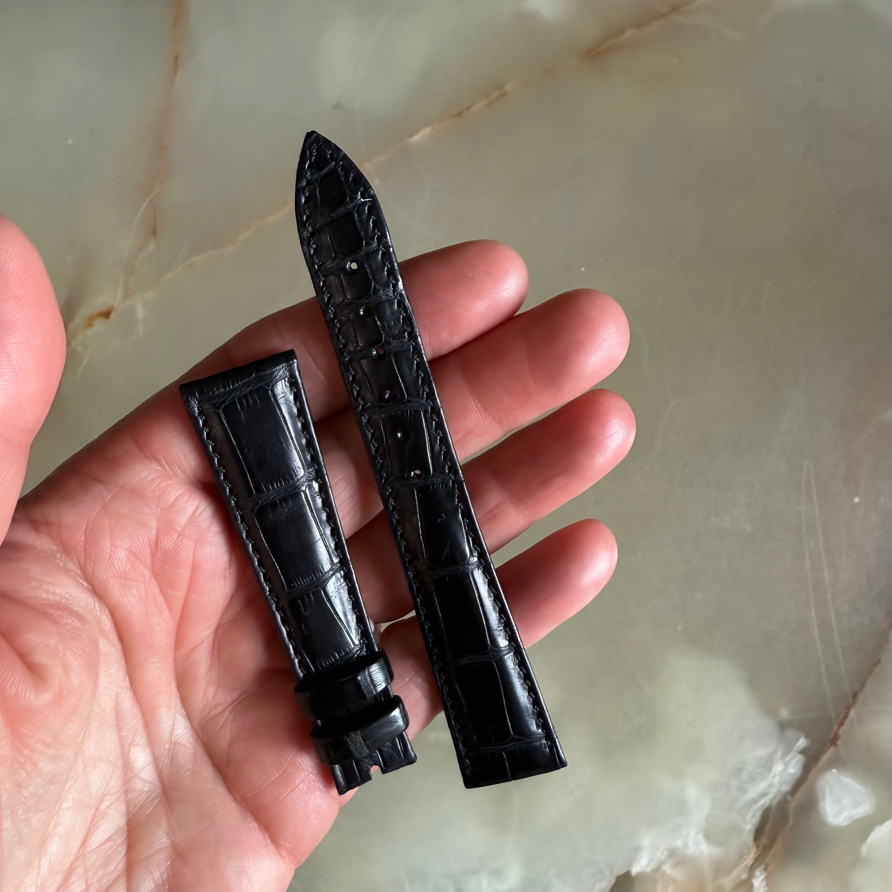 Authentic Breguet Black Crocodile Watch Strap Band 19mm Padded & Stitched