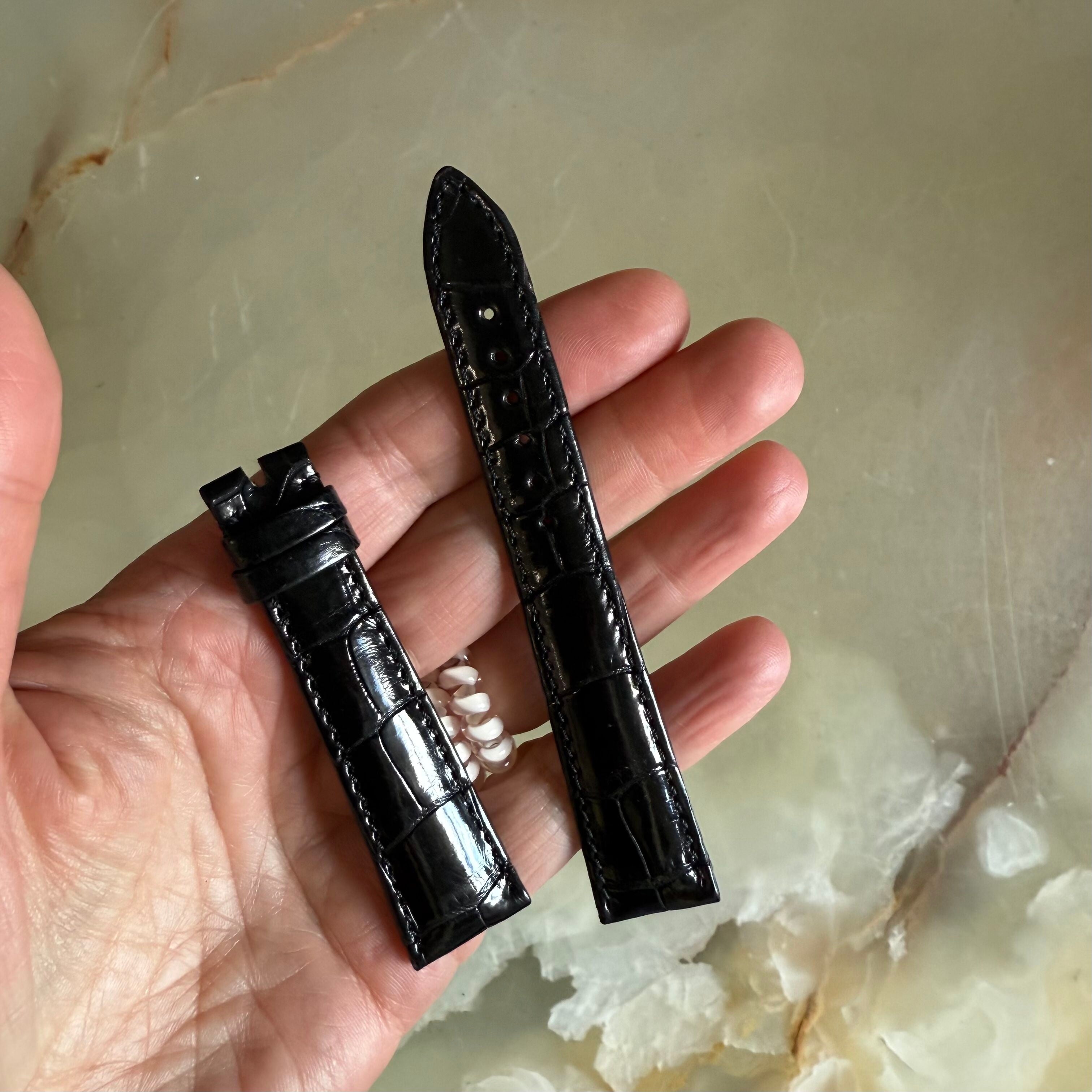 Authentic Breguet Black Crocodile Watch Strap Band 19mm Padded & Stitched