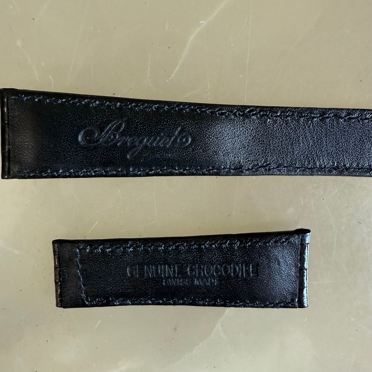 Authentic Breguet Black Crocodile Watch Strap Band 19mm Padded & Stitched