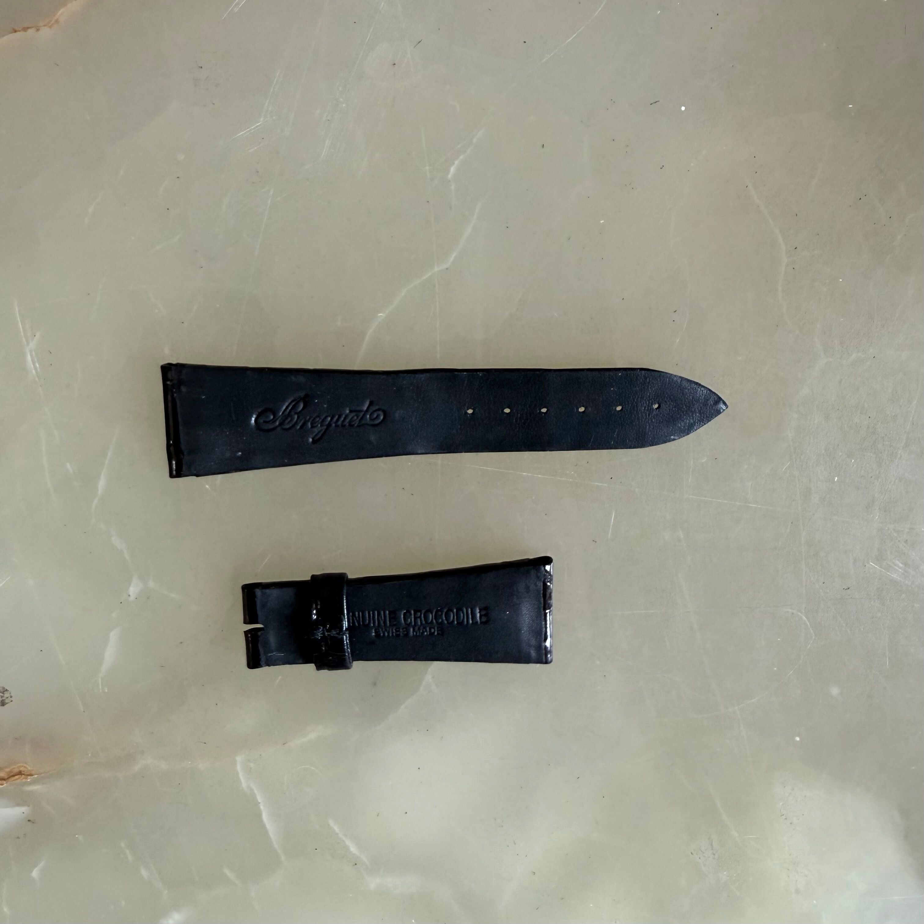 Authentic Breguet Black Crocodile Watch Strap Band 22mm Padded & Stitched