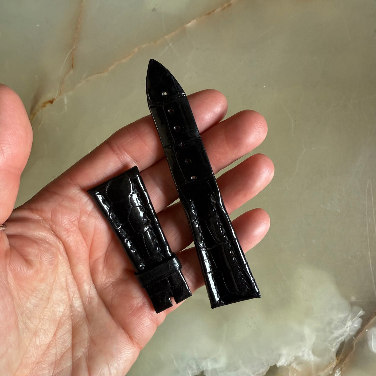 Authentic Breguet Black Crocodile Watch Strap Band 22mm Padded & Stitched