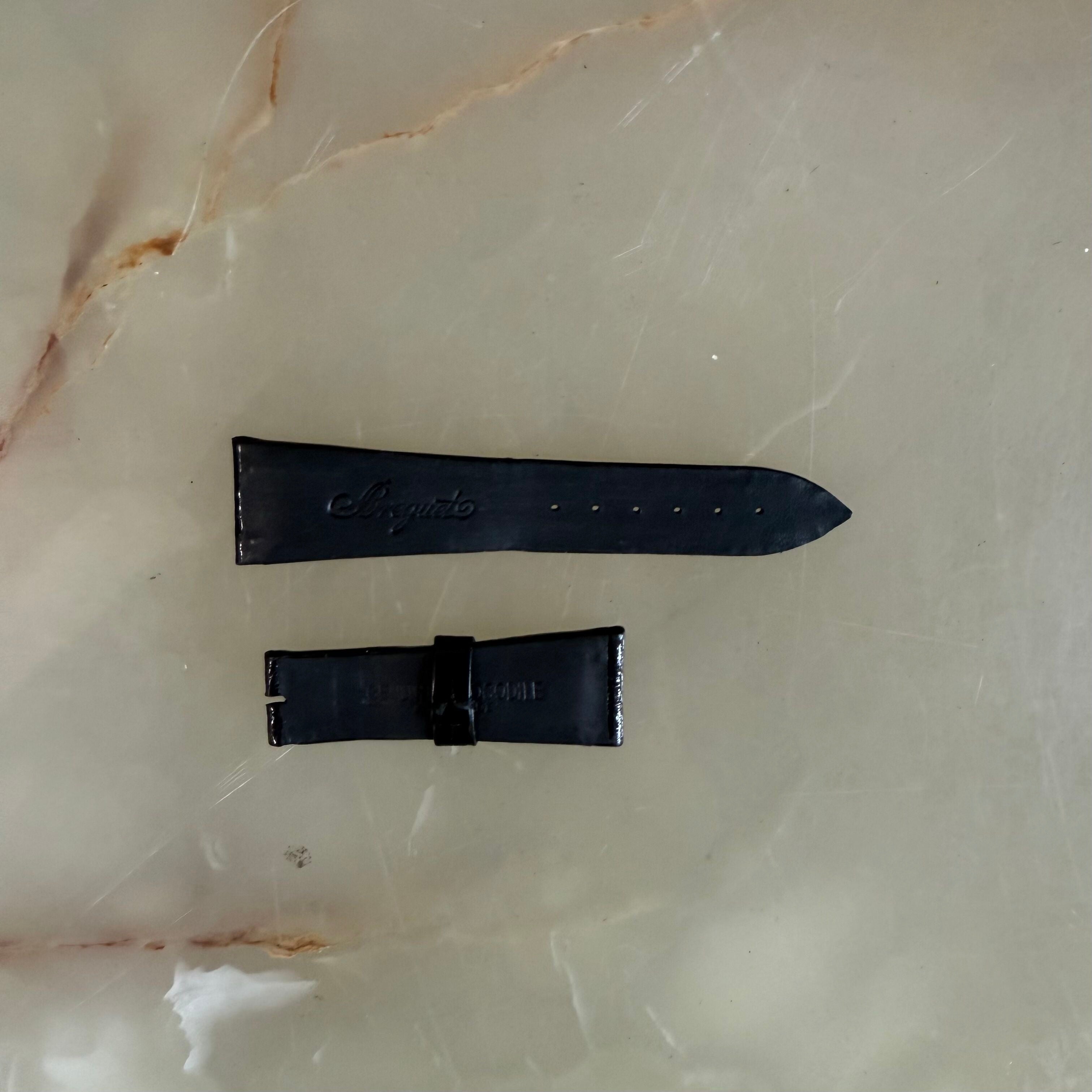 Authentic Breguet Black Crocodile Watch Strap Band 22mm Padded & Stitched