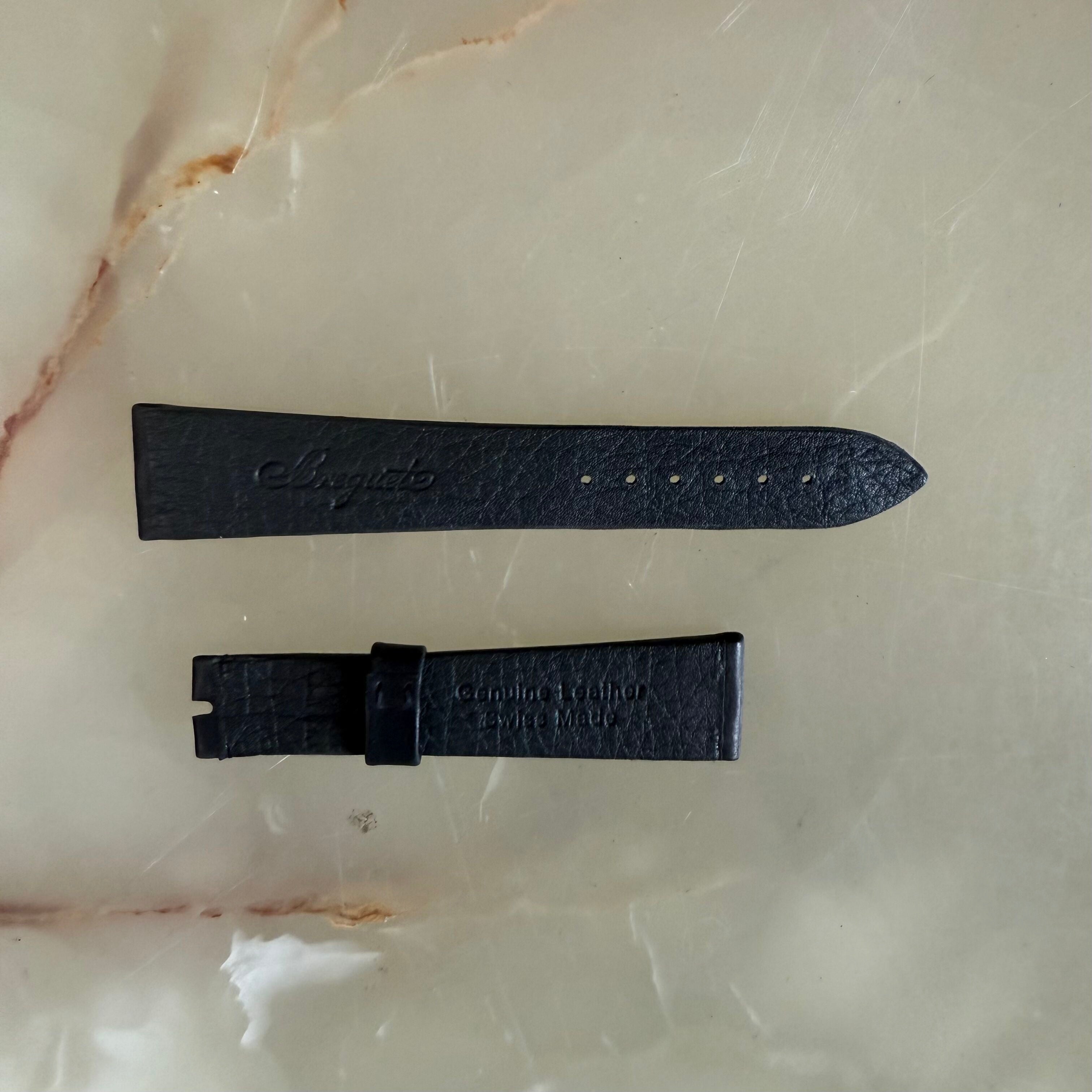 Authentic Breguet Black Genuine Leather Watch Strap Band 22mm