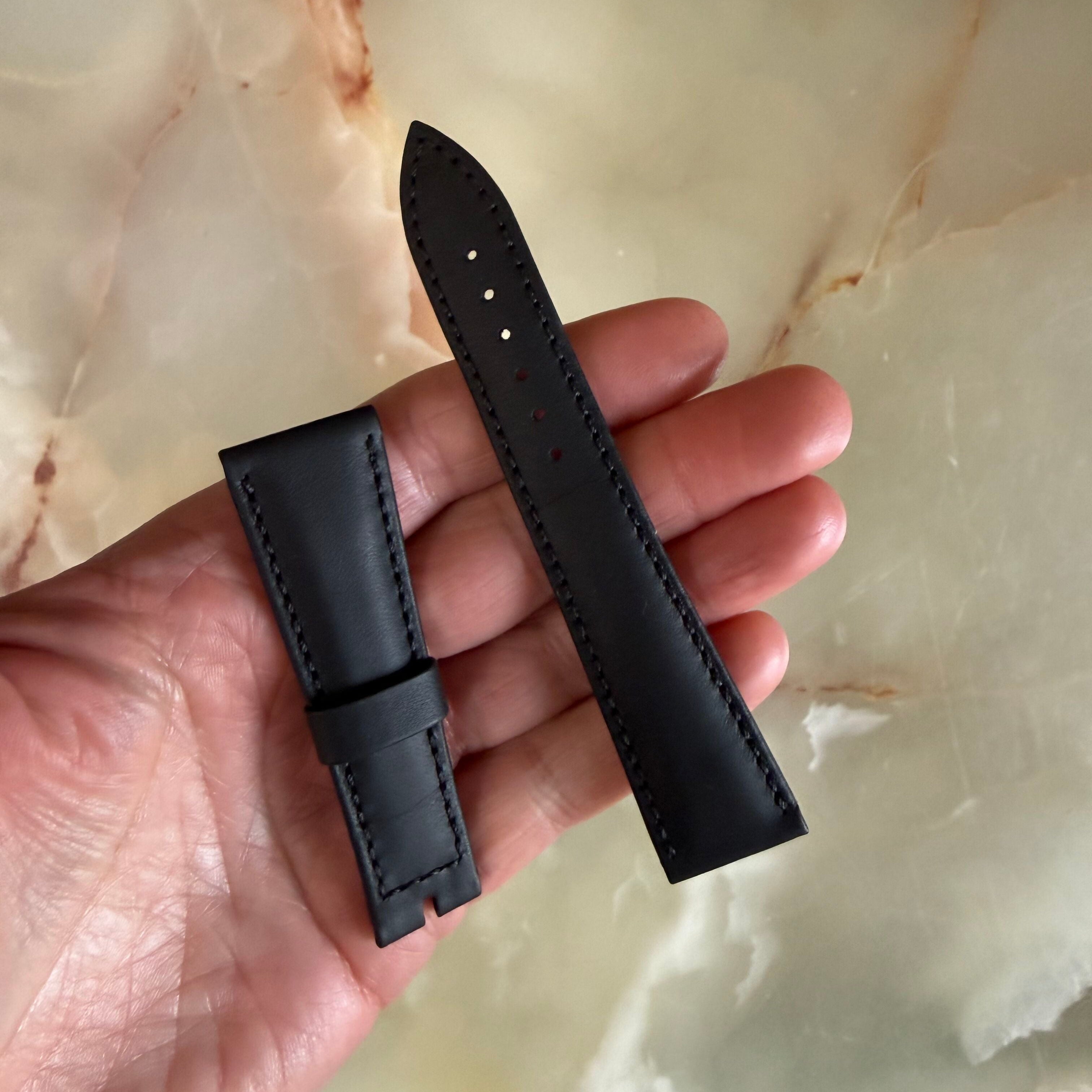 Authentic Breguet Black Leather Matte Watch Band Strap 21.5mm