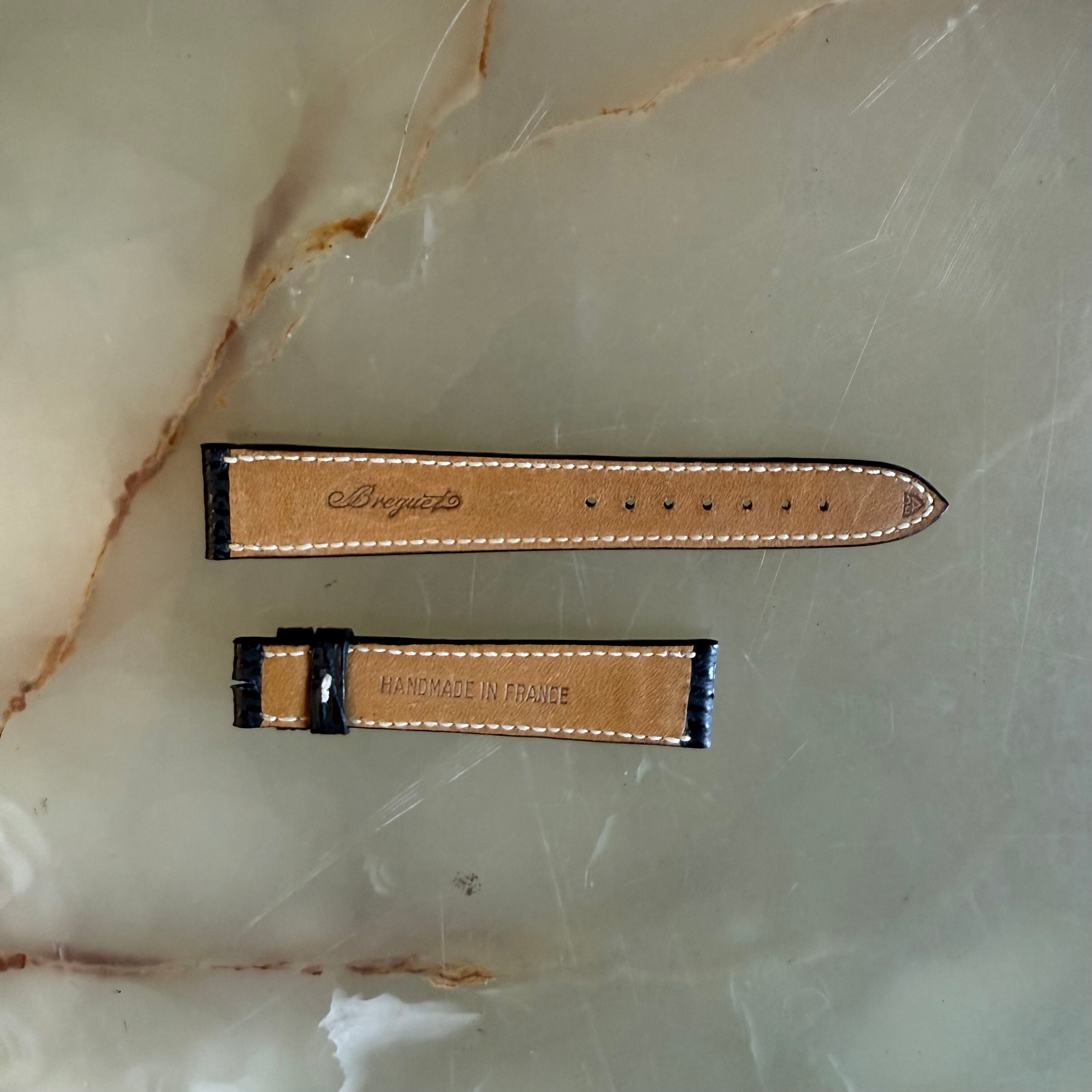 Authentic Breguet Black Shark Watch Strap Band 18mm Padded & Stitched