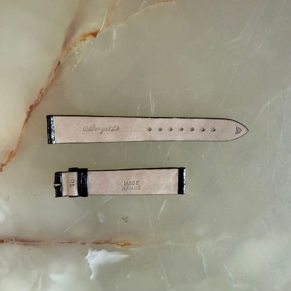 Authentic Breguet Black Shiny Crocodile Watch Strap Band 16mm
