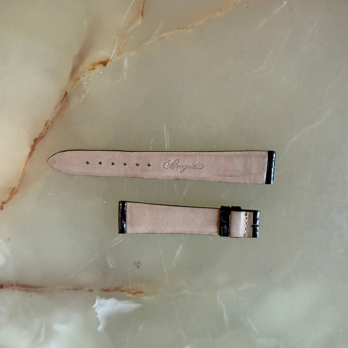 Authentic Breguet Black Shiny Crocodile Watch Strap Band 18mm