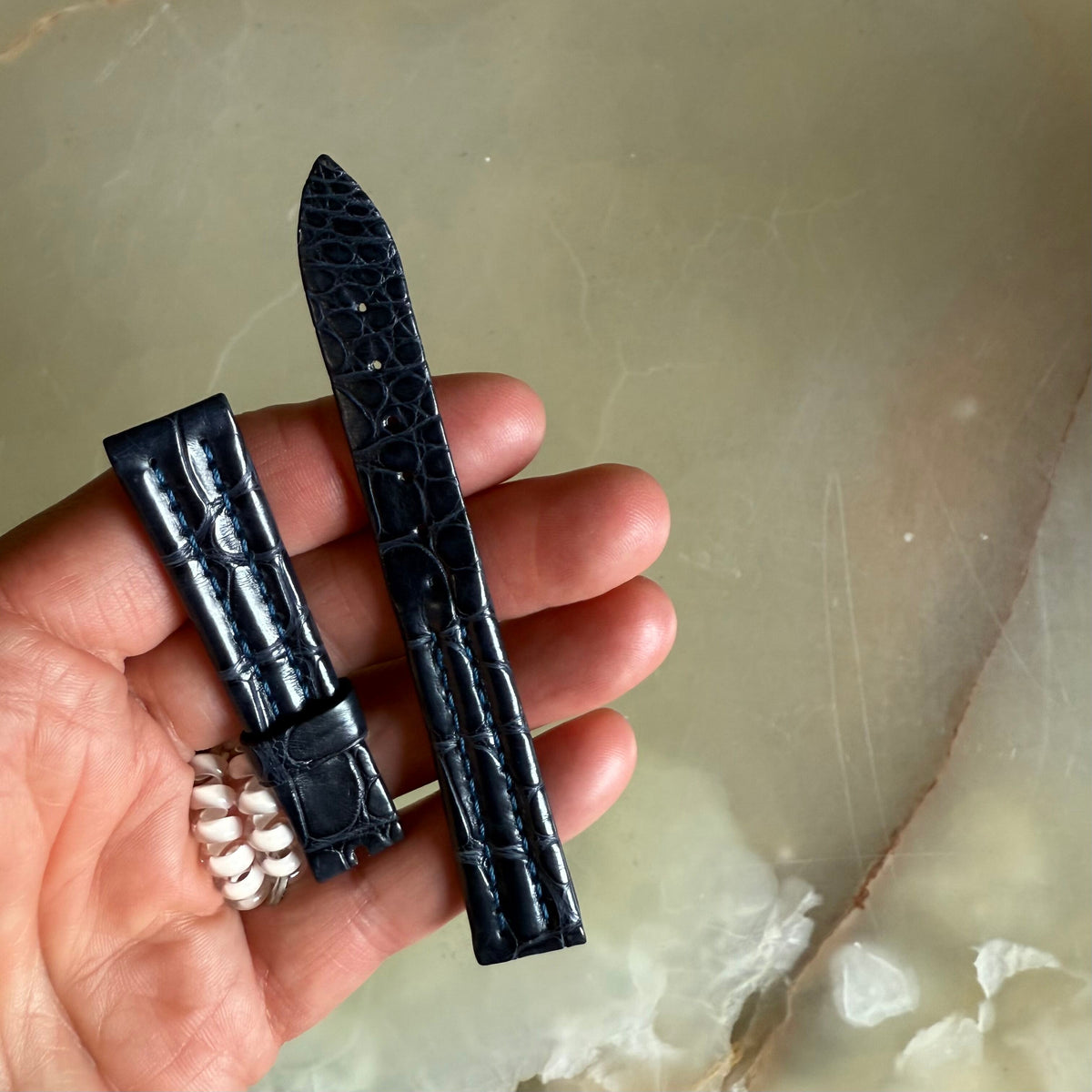 Authentic Breguet Blue Crocodile Watch Strap Band 14.5mm Padded & Stitched