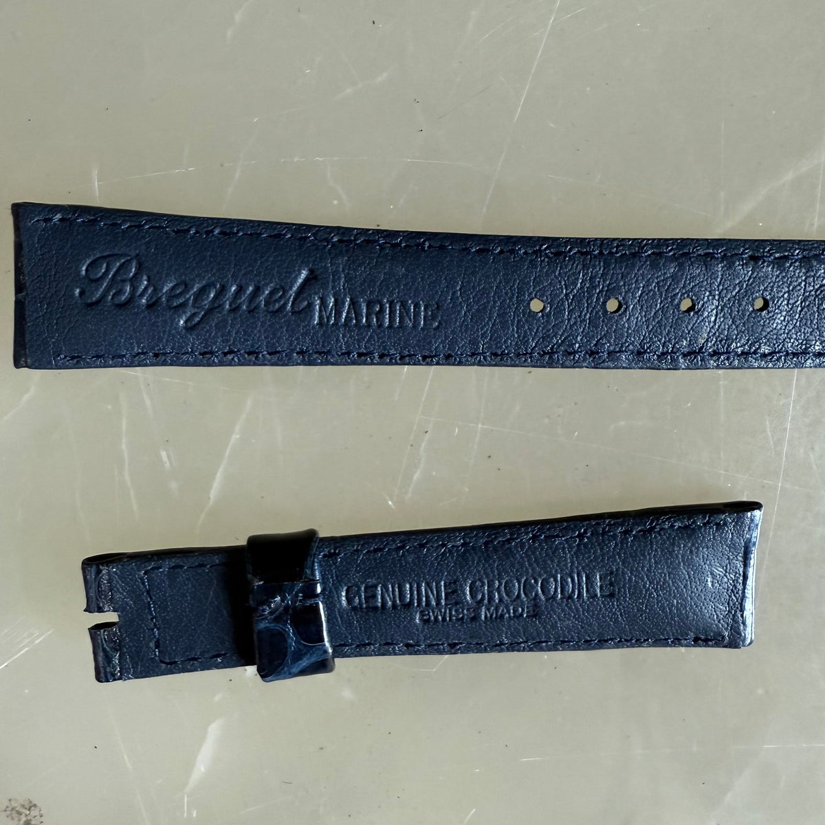 Authentic Breguet Blue Crocodile Watch Strap Band 17mm Padded & Stitched