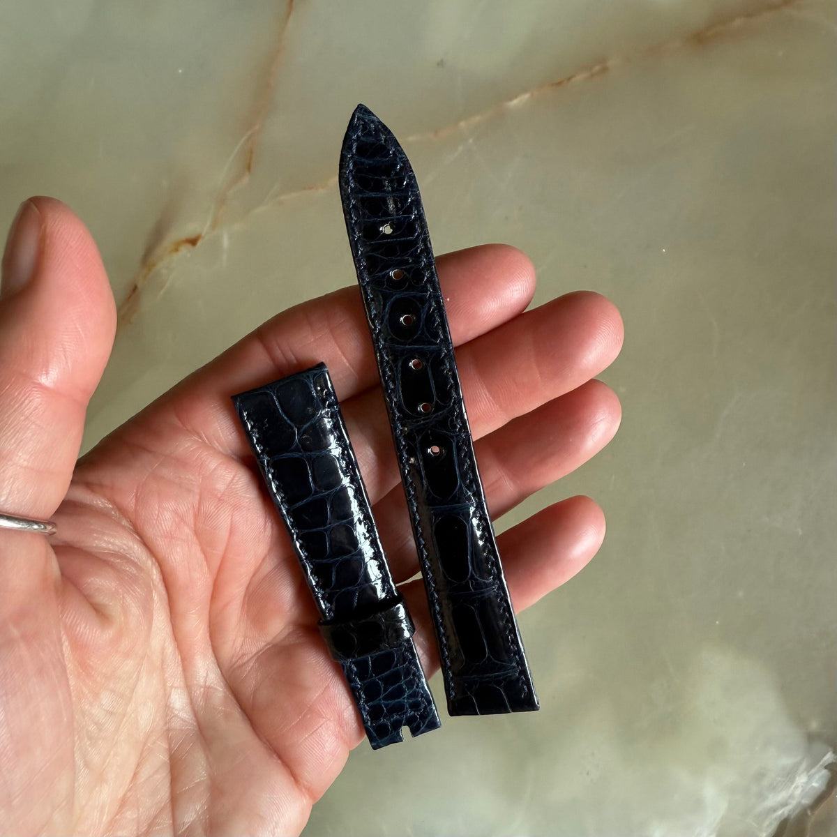 Authentic Breguet Blue Crocodile Watch Strap Band 18mm Padded & Stitched