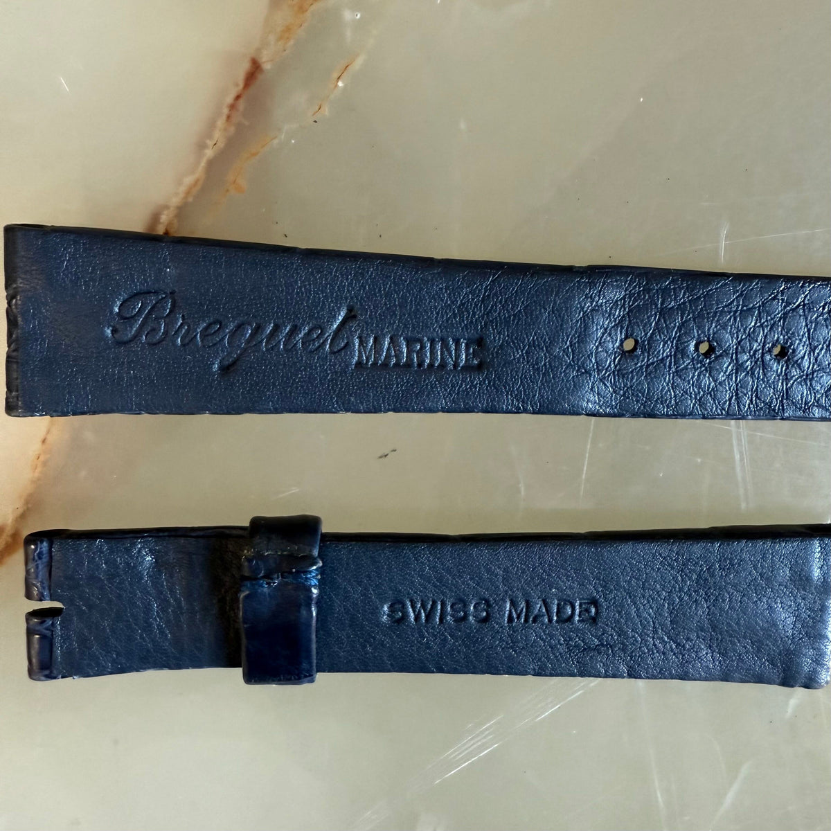 Authentic Breguet Blue Crocodile Watch Strap Band 19mm Padded & Stitched