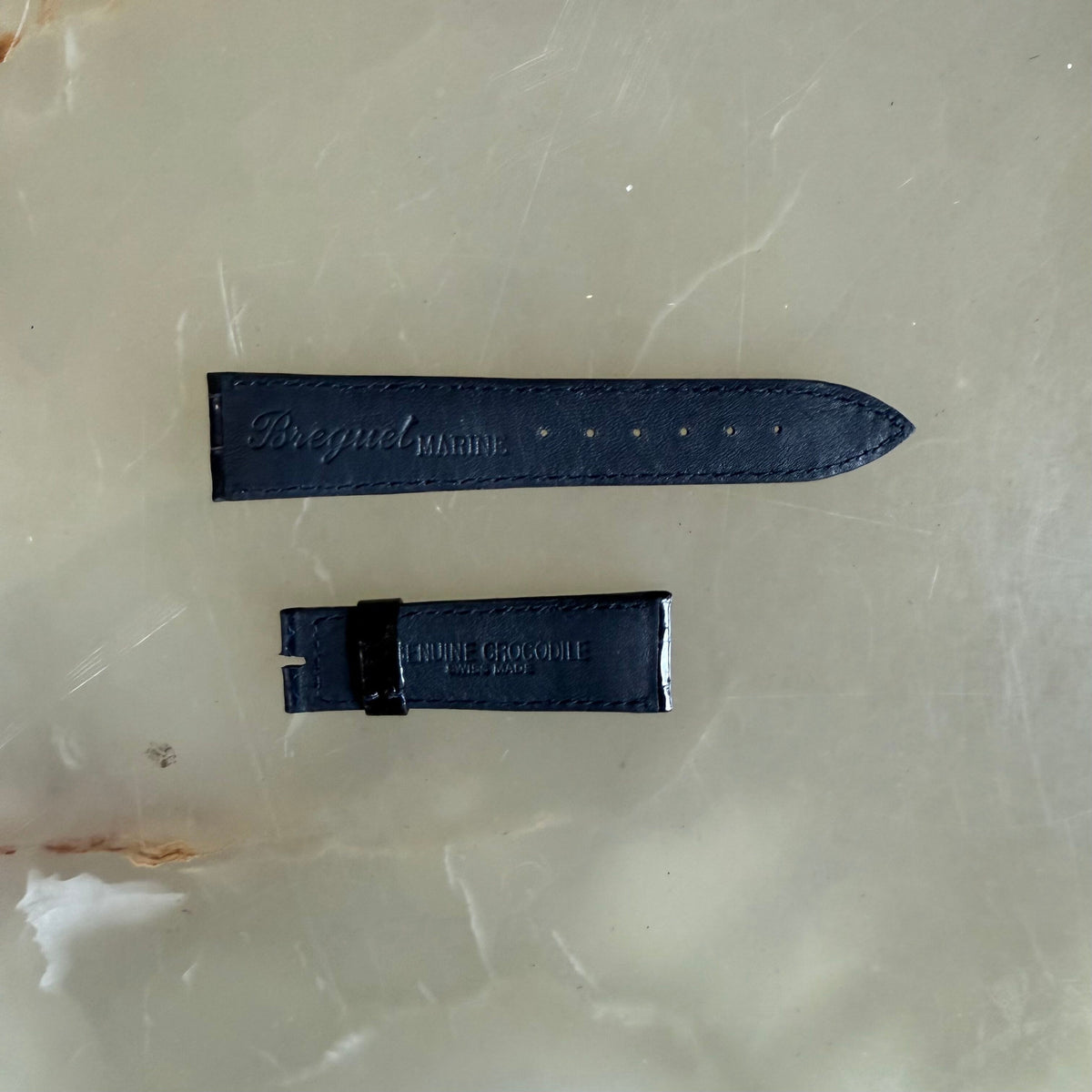 Authentic Breguet Blue Crocodile Watch Strap Band 19mm Padded & Stitched
