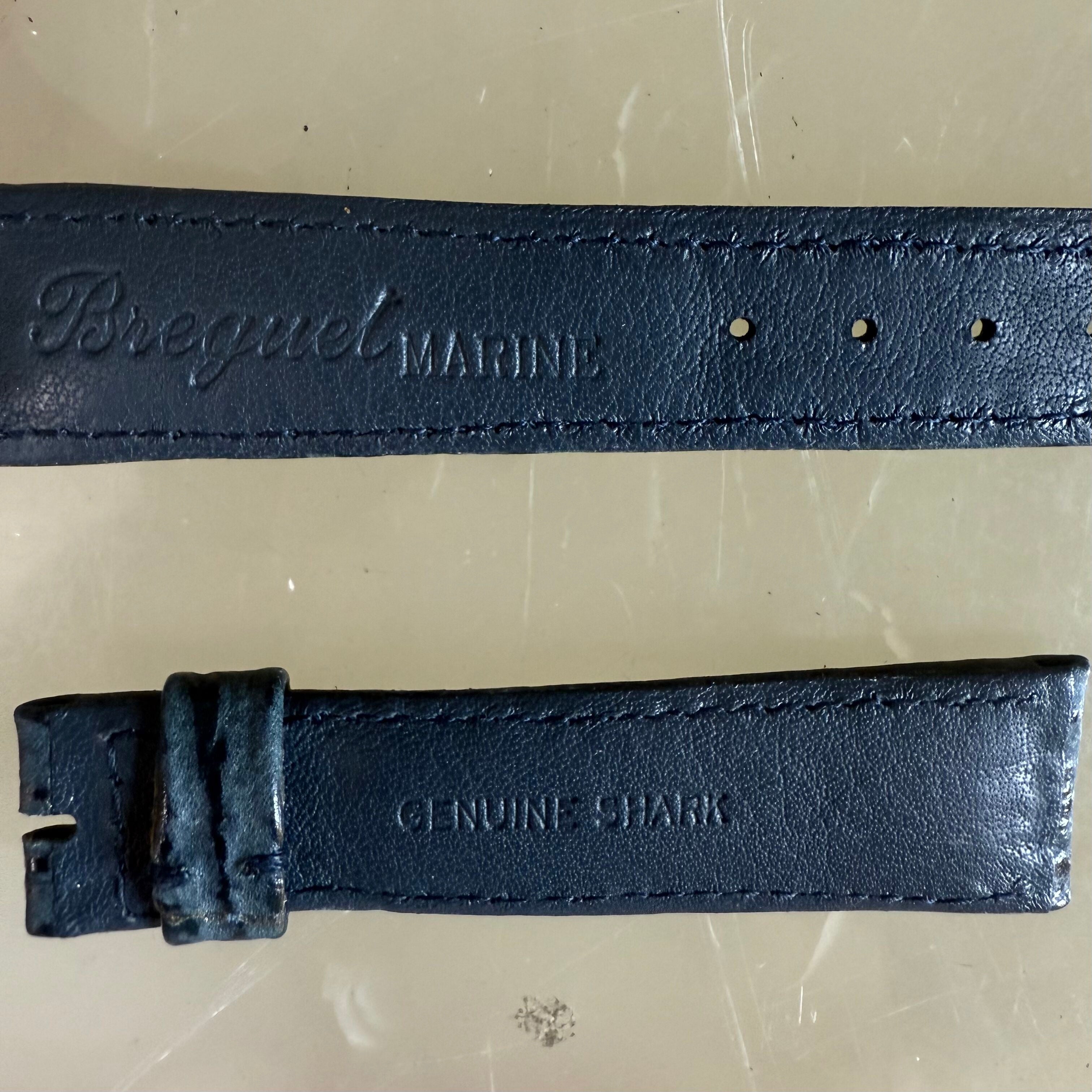 Authentic Breguet Blue Shark Watch Strap Band 19mm Padded & Stitched
