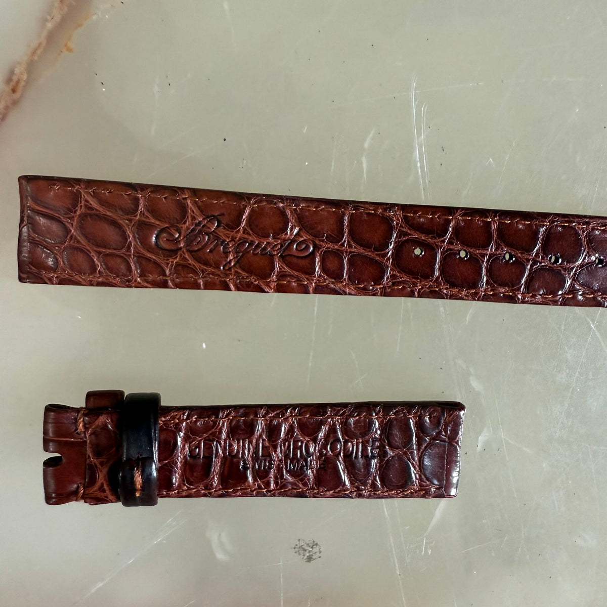Authentic Breguet Brown Alligator Watch Strap Band 16mm Stitched
