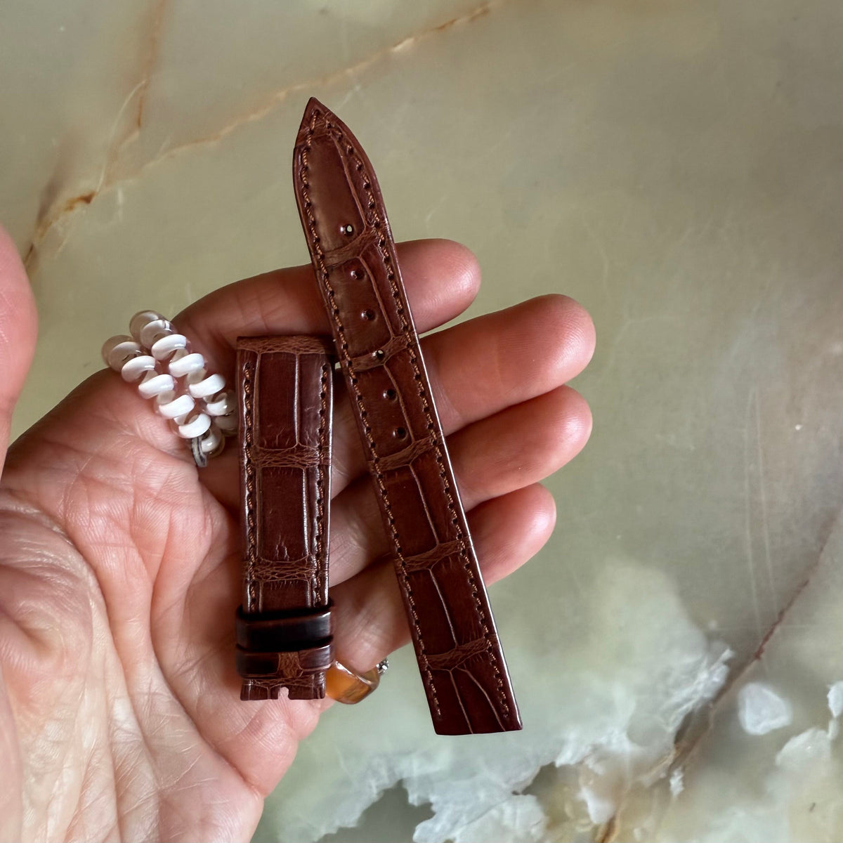 Authentic Breguet Brown Crocodile Watch Strap Band 16mm Stitched