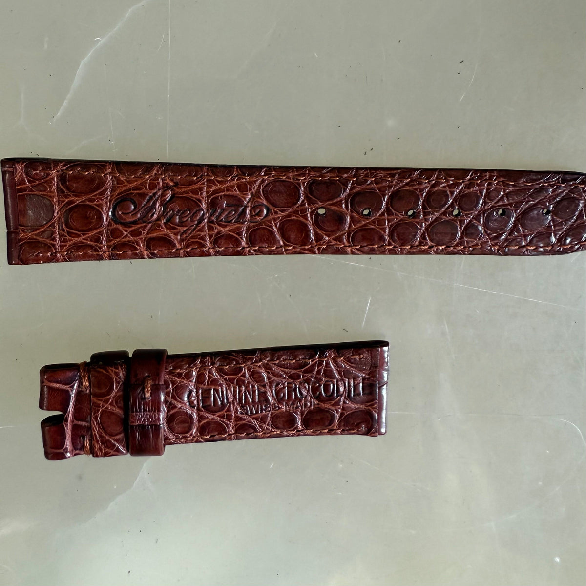 Authentic Breguet Brown Crocodile Watch Strap Band 16mm Stitched