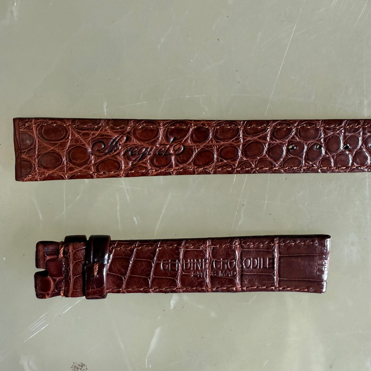 Authentic Breguet Brown Crocodile Watch Strap Band 16mm Stitched