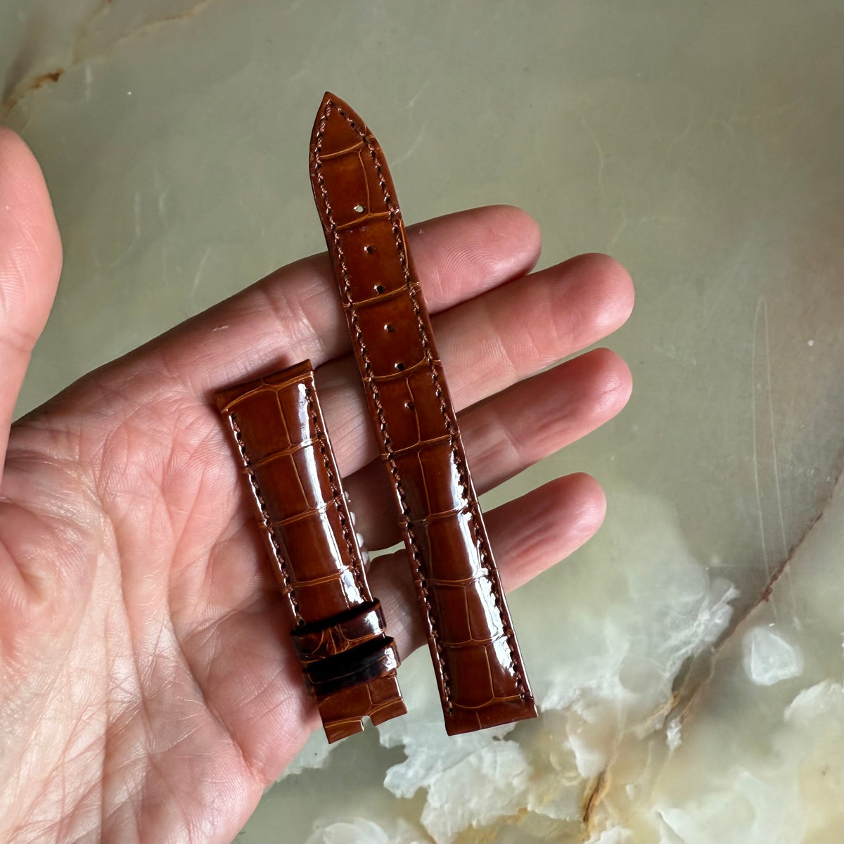 Authentic Breguet Brown Crocodile Watch Strap Band 17mm Padded & Stitched