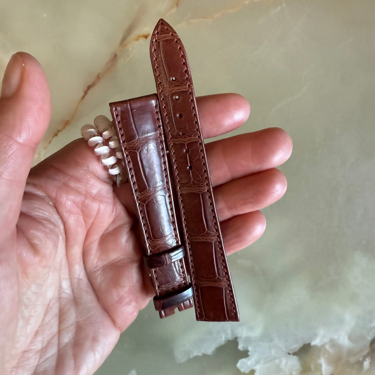 Authentic Breguet Brown Crocodile Watch Strap Band 18mm Padded & Stitched