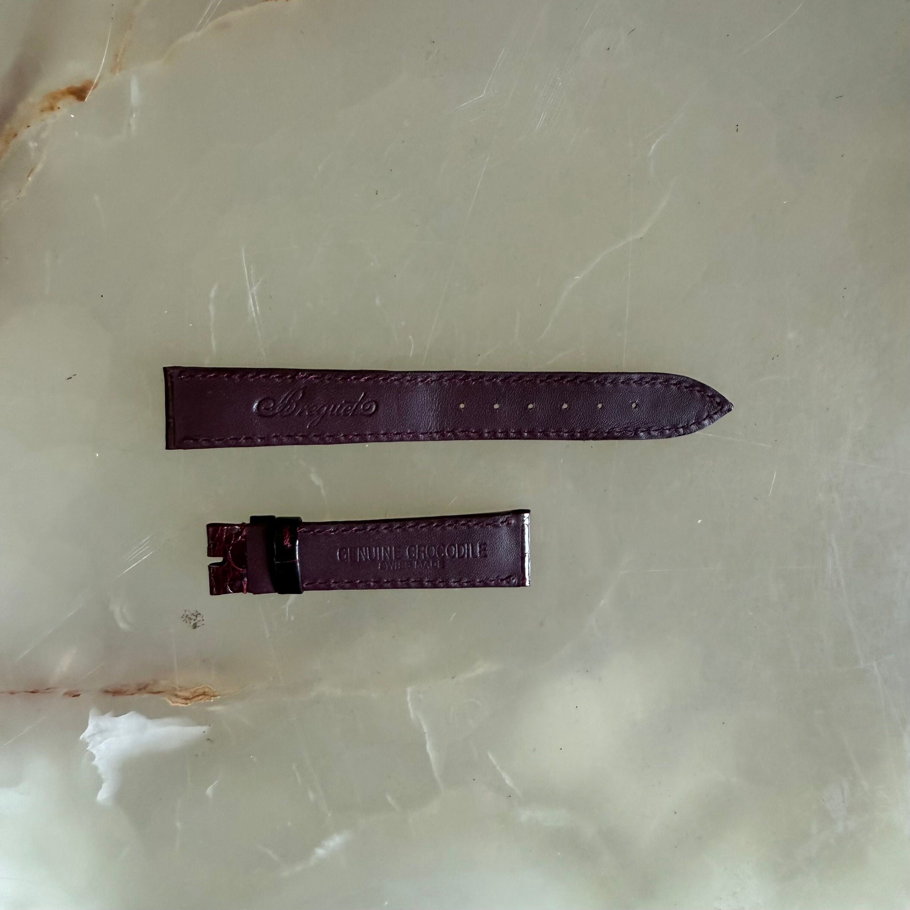 Authentic Breguet Burgundy Crocodile Watch Strap Band 16.5mm Padded & Stitched