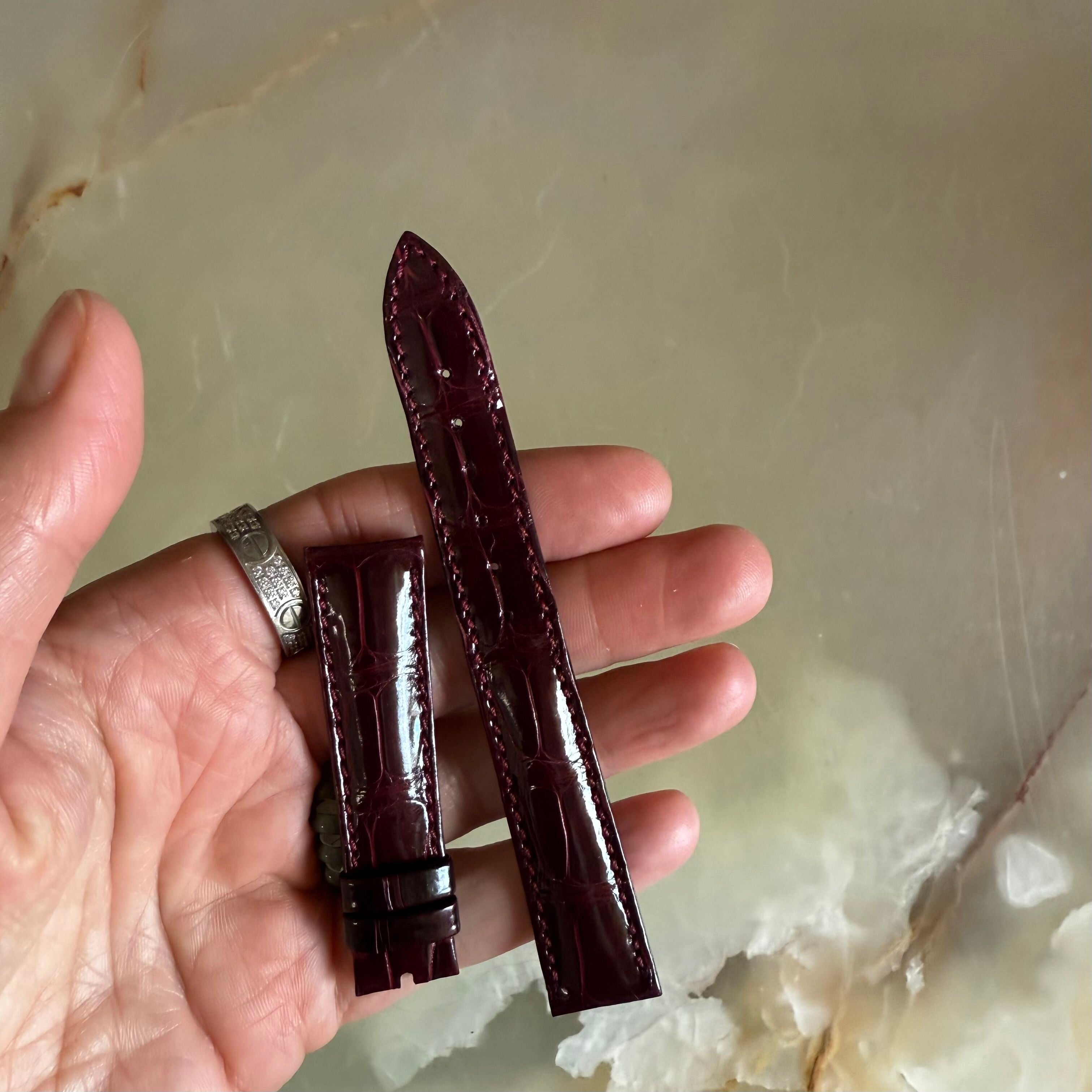 Authentic Breguet Burgundy Crocodile Watch Strap Band 16.5mm Padded & Stitched