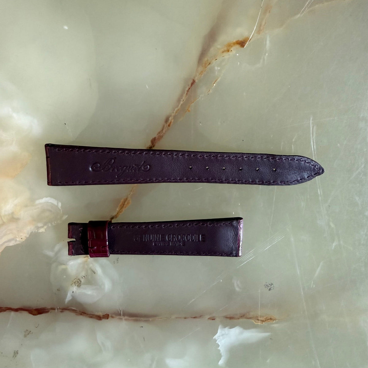 Authentic Breguet Burgundy Crocodile Watch Strap Band 17.5mm Padded & Stitched